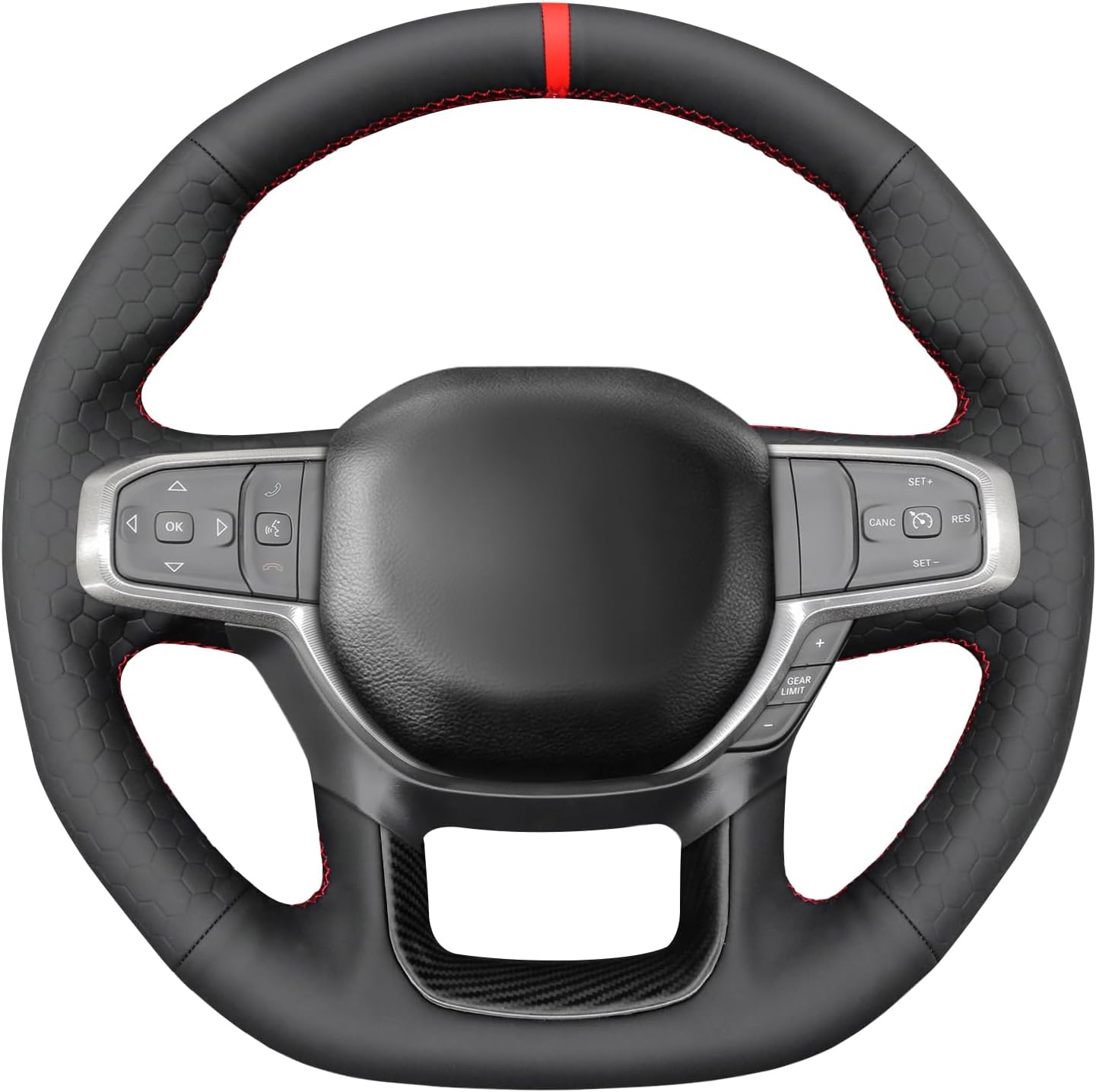 MEWANT Hand-Stitched Steering Wheel Cover for Dodge RAM 1500 TRX/GT/RHO 2021-2025, DIY Custom Fit Steering Wheel Wrap for Dodge RAM 1500 TRX