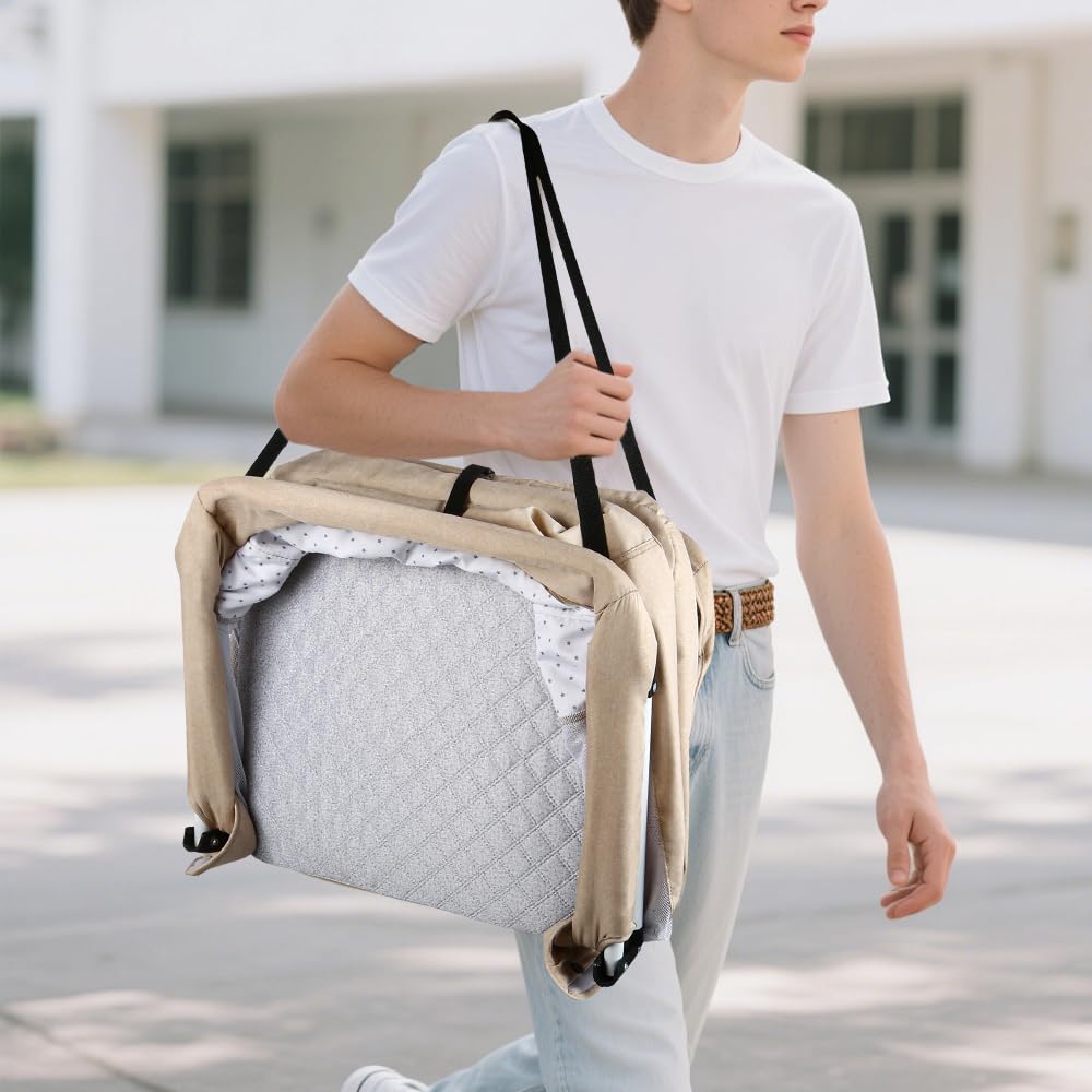 Supfine Lit de Voyage Bébé Pliable, 90 x 50 x 35 cm, Lit Parapluie Portable et Compact, Module de Couchage pour Nouveau-né (Beige, 90 * 50 * 35 cm)