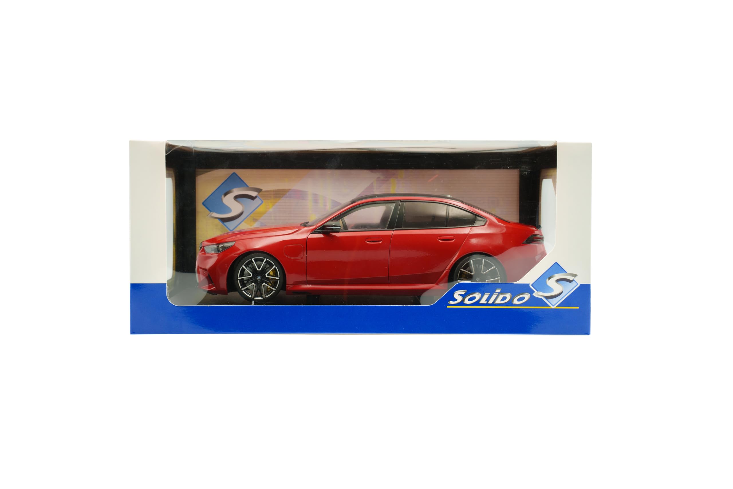 Solido BMW M5 (G90) 2025 - Berline d'affaires Sportive, Accents Noirs, Jantes contrastées, Voiture Miniature Diecast, Rouge feu, 1:18