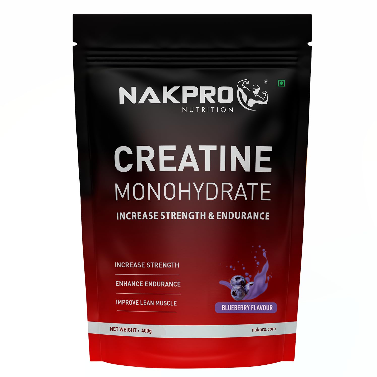 NAKPRO Micronised Creatine Monohydrate 400g powder, Blueberry - (100 Servings)|Increases Strength, Reduces Fatigue & Boosts Muscle Growth | Pure Creatine for Men, Women & Athletes