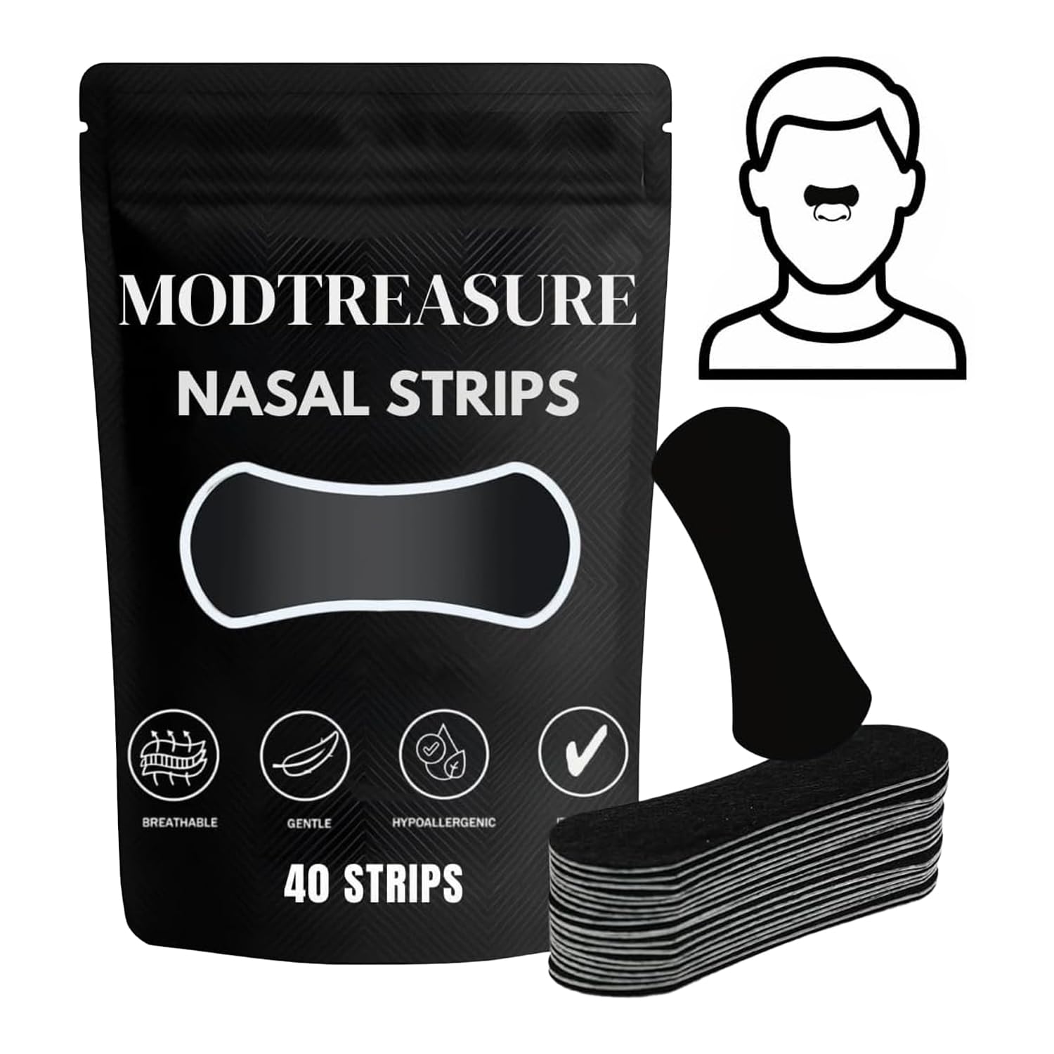 Anti Snoring Nasal Strips 40 Count Magnetic Nose Strips for Breathing Gentle Hypoallergenic Nose Strips for Breathing Instantly
