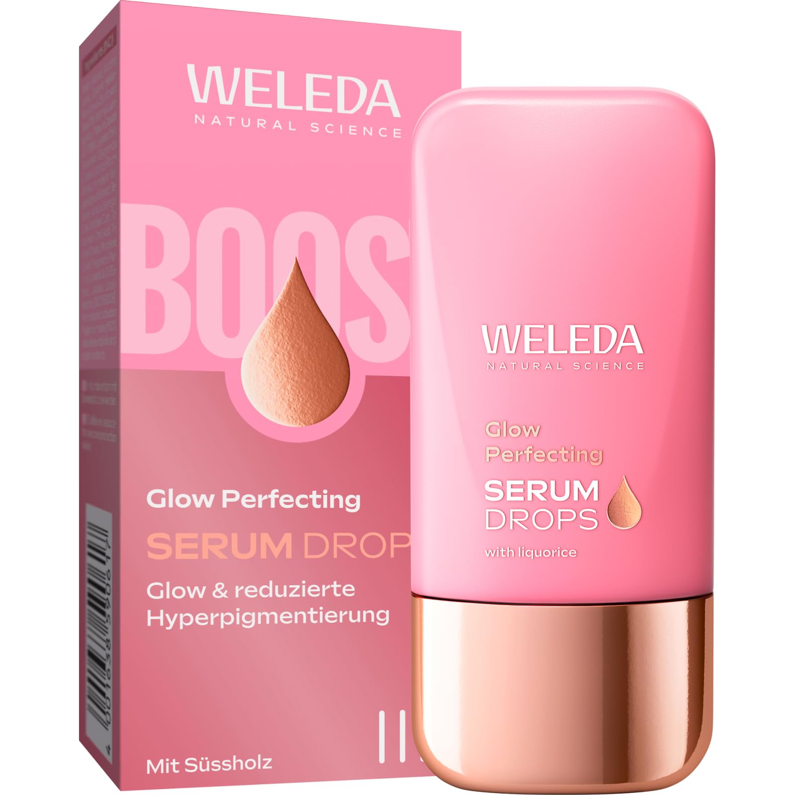 WELEDA Bio Glow Perfecting Serum Drops – Strahlender Naturkosmetik Booster Drops mit Süßholz - Glow und perfektioniertes Hautbild für einen ebenmäßigen Teint (vegan, 30ml)