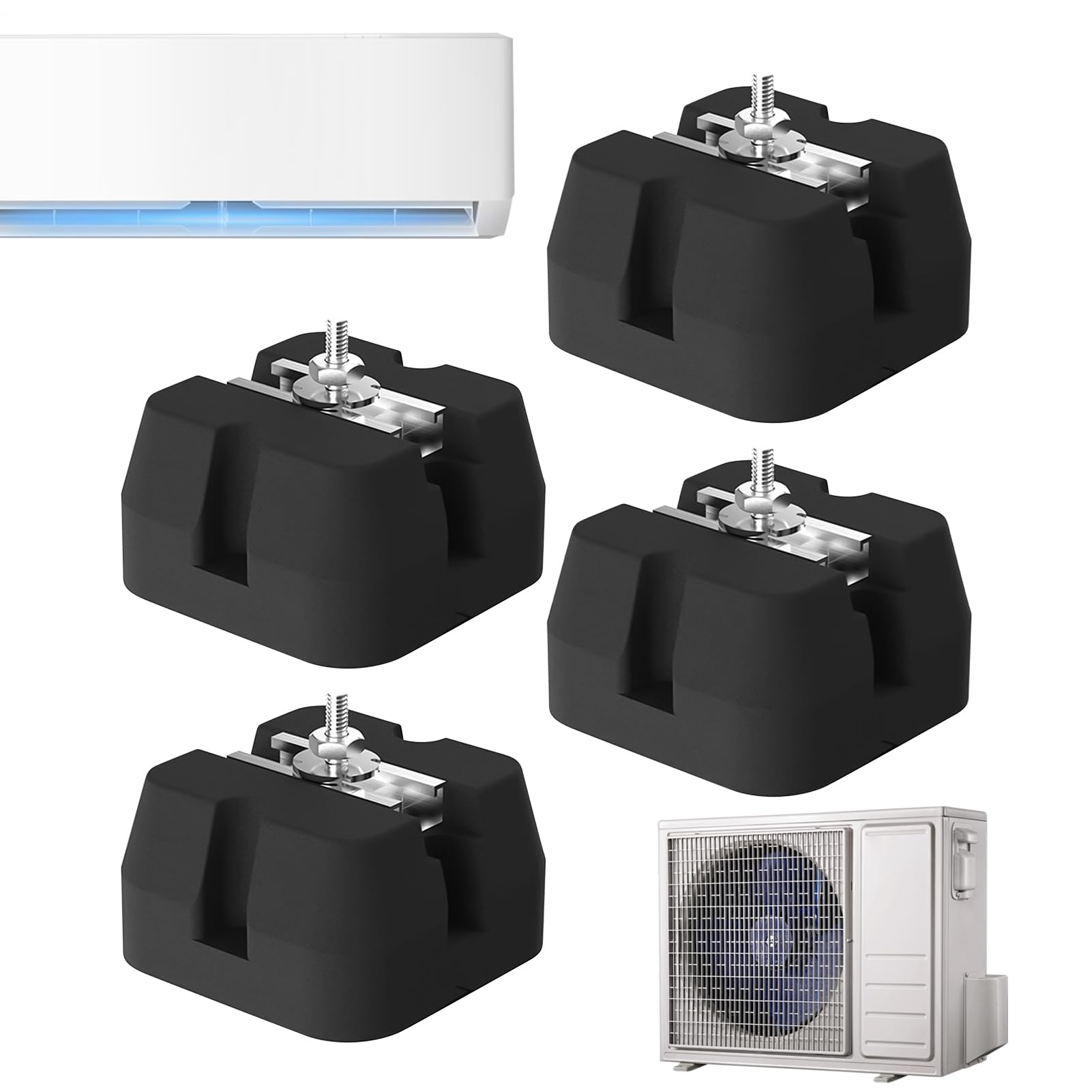Bases para Unidad Exterior de Aire Acondicionado Bases Para Aire | Almohadilla Antivibratoria, Soporte Resistente 4 Piezas Para Suelo Exterior
