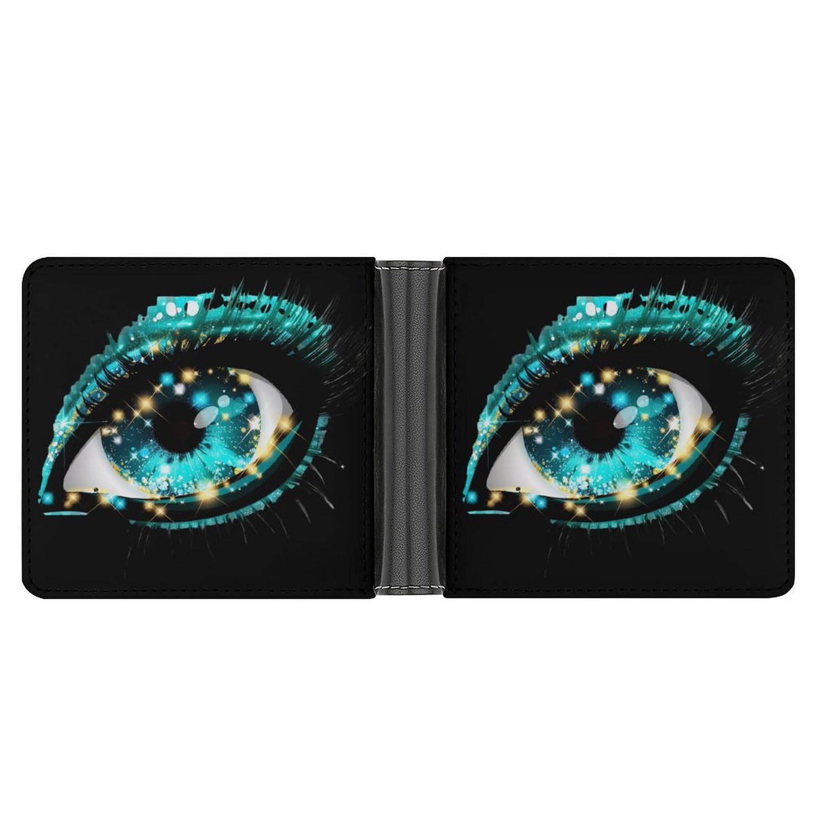Mystical Magical Eye Blue Print_pixian_ai Bifold Wallet PU Leather Coin Purse Lightweight Credit Card Holder Wallet Money Clip