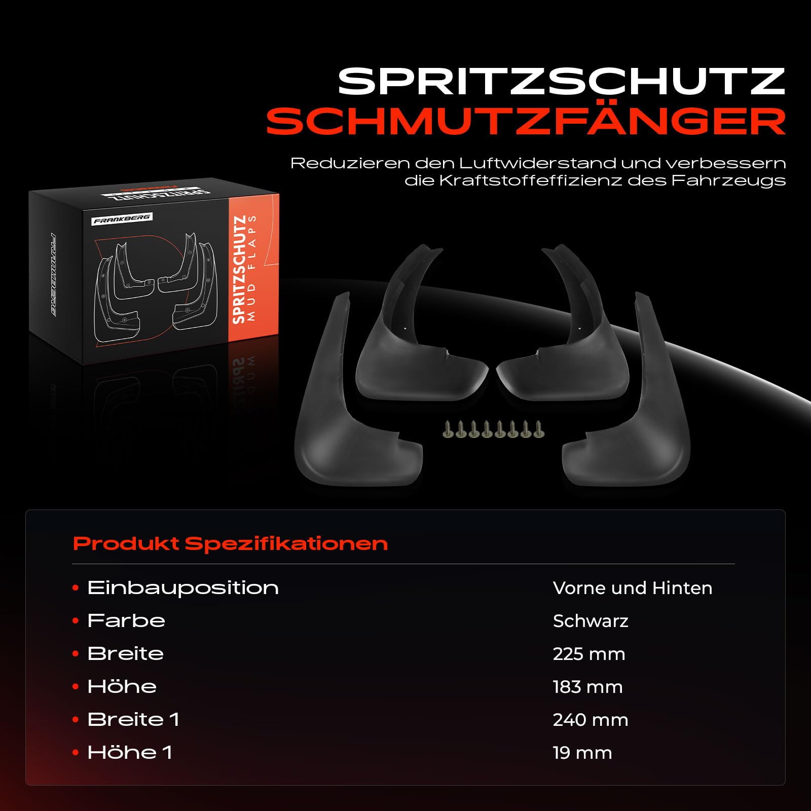 Frankberg 4x Spritzschutz Schmutzfänger Vorne Hinten Links Rechts Kompatibel mit Golf IV 1E7 1J1 1J5 1997-2006