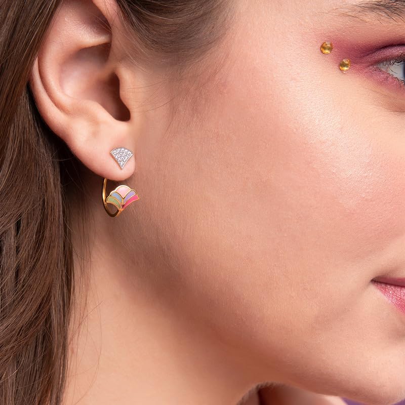 Image of Kisna 14 KT Fanfare Yellow Gold Natural Diamond Earrings For Women