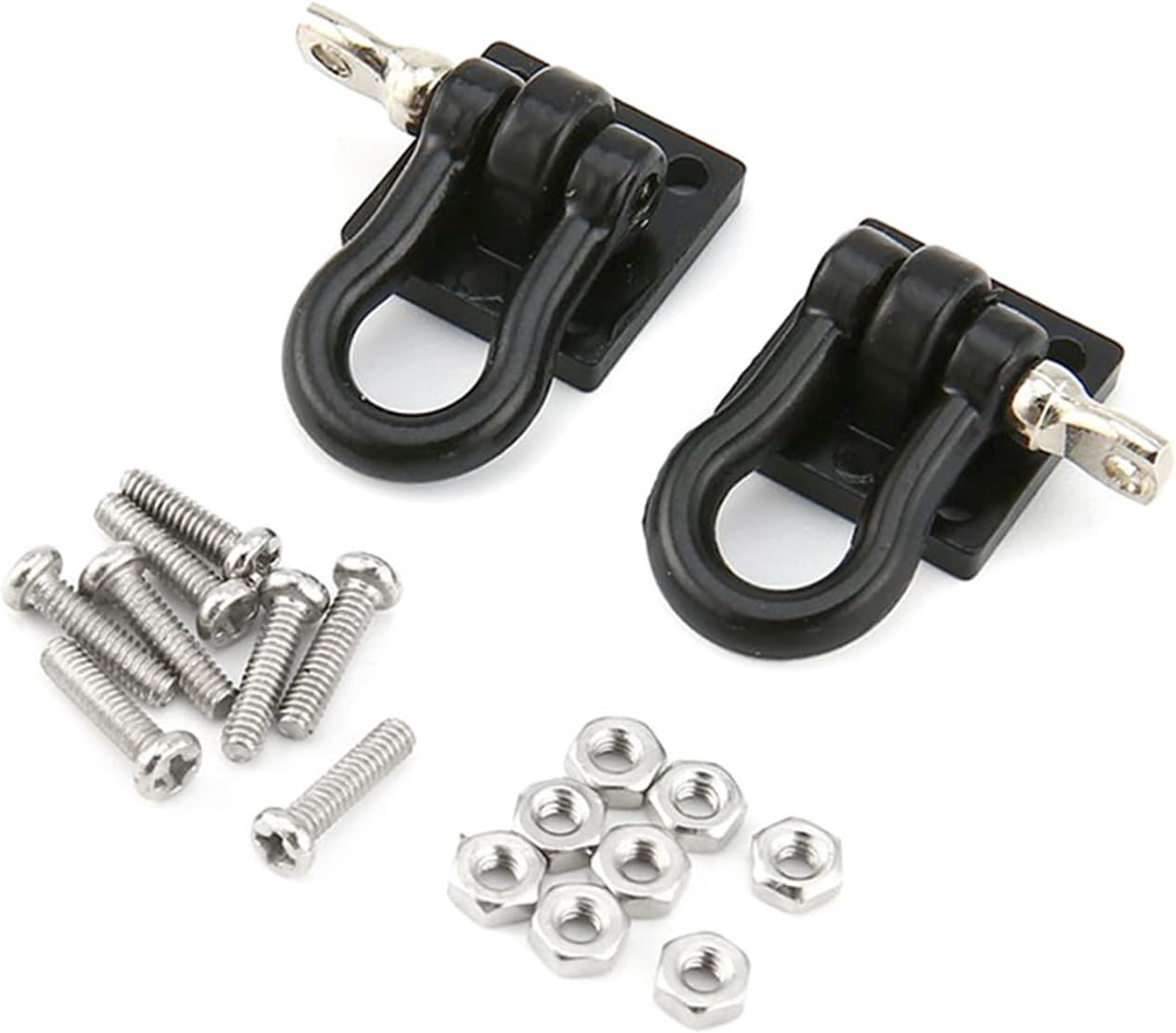 1/10 RC Crawler Car Metal Trailer Tow Hooks Buckle Winch Shackles RC Decorations Accessories for 1:10 Scale Rock Crawler Truck Car Traxxas TRX4 Redcat Axial SCX10 RC4WD Tamiya D90 (Black)