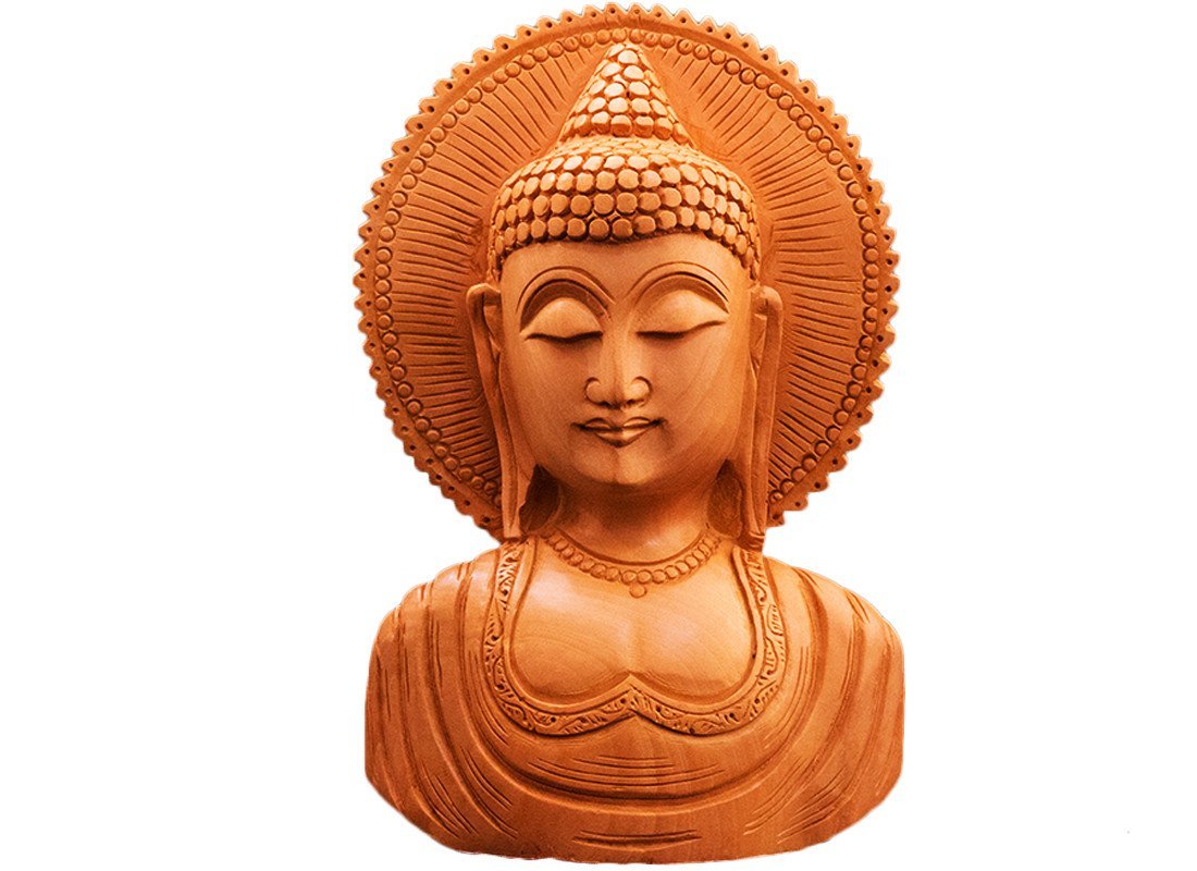 Craftedindia Wooden Gautam Buddha Statue (13 cm X 5 cm X 21 cm, Brown