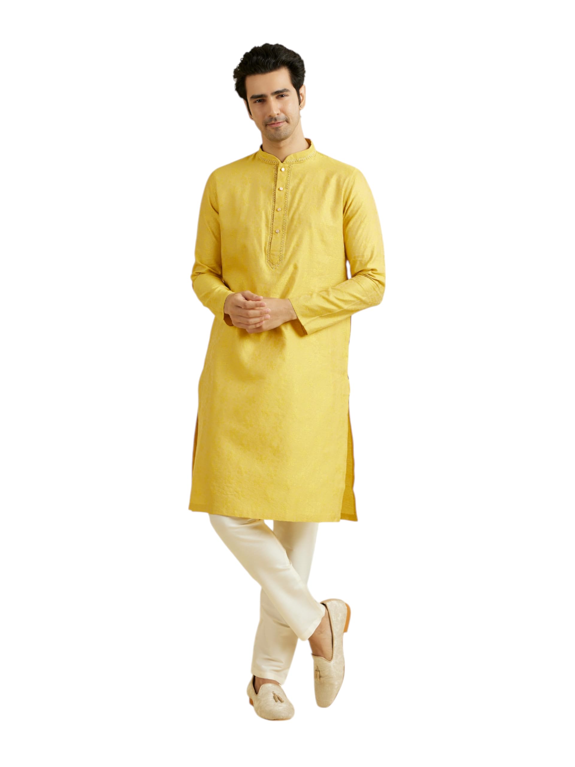 manyavar Men's Viscose Blend Self Design Kurta Pyjama Set (2pcs)-picture-31