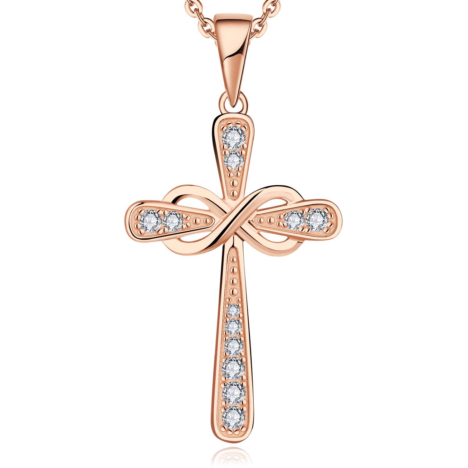 JO WISDOM Collar de Plata de ley 925 Mujer,Colgante Cruz Infinita Crucifijo con 3A Zirconia