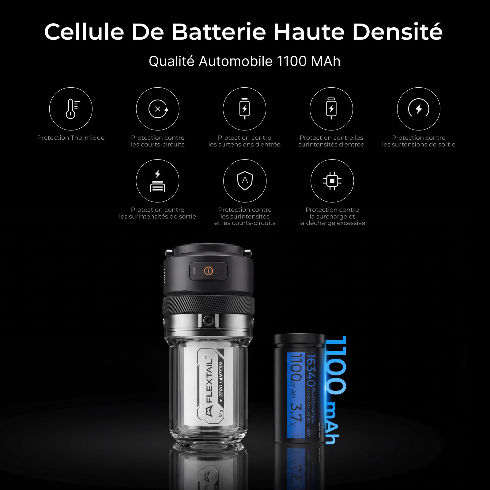 FLEXTAILGEAR Zero Lantern, Lanterne de Camping Portable Ultra-légère (56 g), Rechargeable (1100 mAh), Torche et Lampe de Camping 2 en 1, 4 Modes d'éclairage, 300LM, Accessoire de Camping d'urgence.
