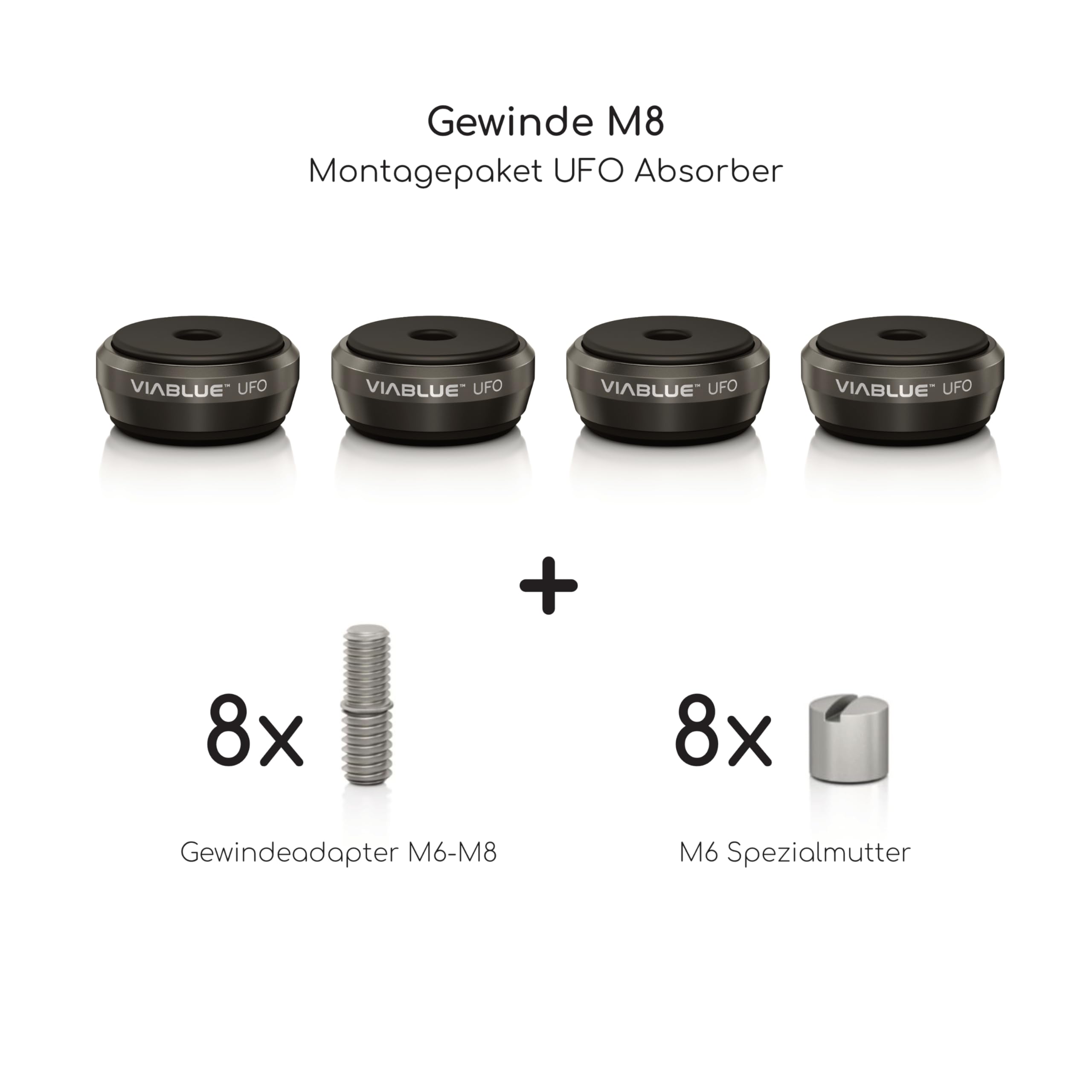 VIABLUE UFO Absorber * Ø 3,5 cm * Shock-, Resonanz,- Schwingungsdämpfer für Lautsprecher, Subwoofer und vibrierende Geräte * schwarz * Set 4 Stück