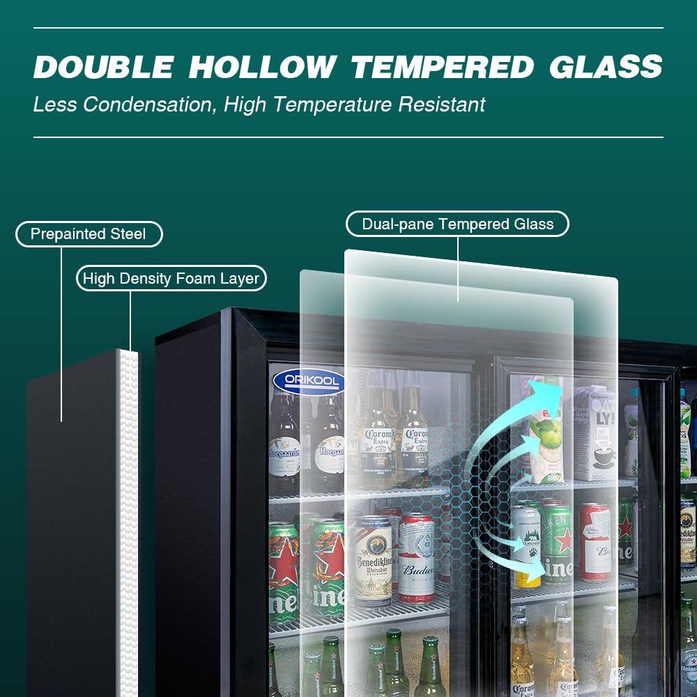 Lispin Back Bar Cooler - 480 Can Capacity Beverage Refrigerators, 3 Sliding Glass Doors, LED Lighting, Adjustable Shelves, Safety Door Lock, Perfect For Bars, Restaurants & Home on Fridge.com - View 5