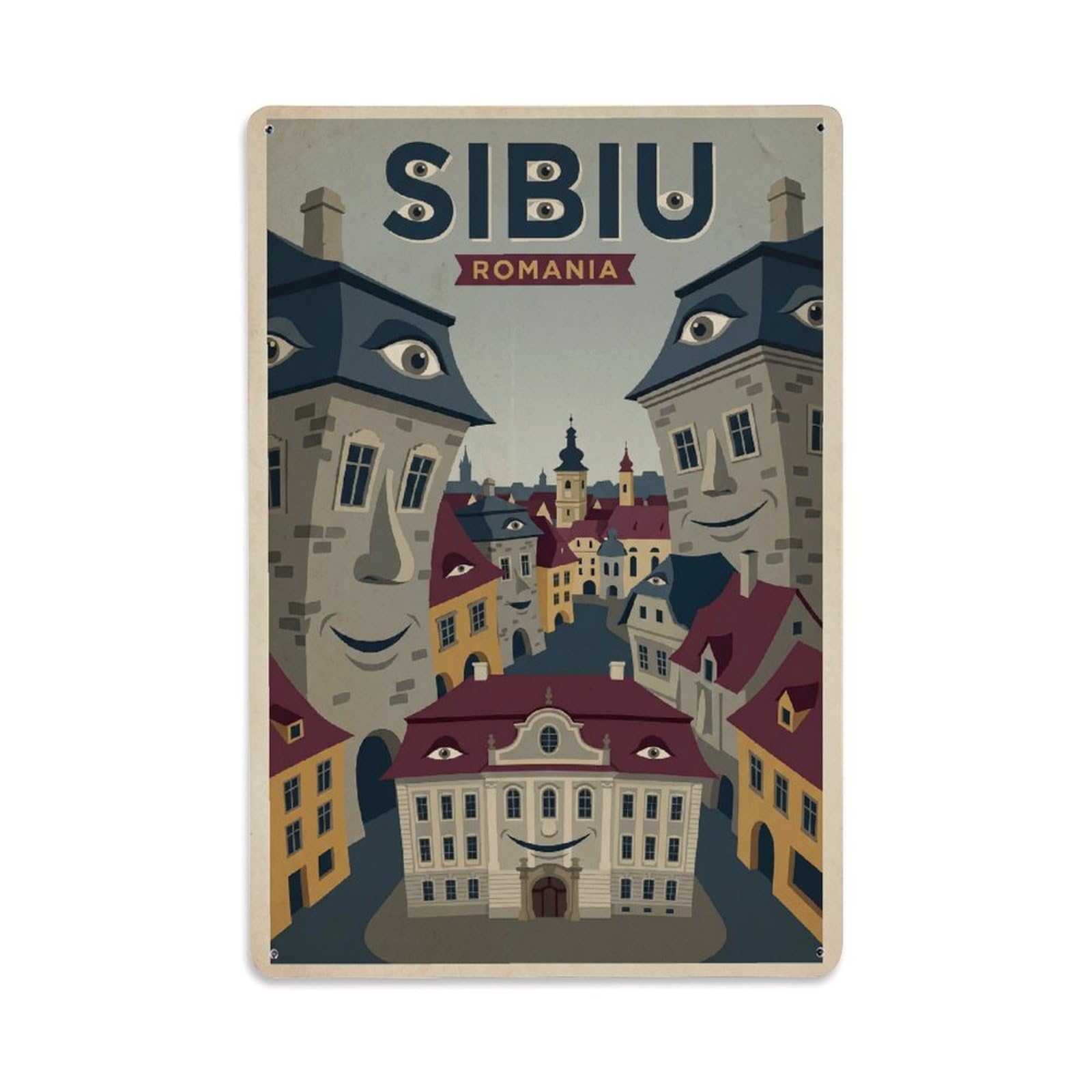 Retro Romania Sibiu Travel Metal Tin Sign