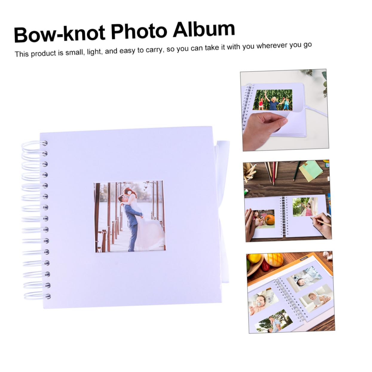 HOODANCOS 8 Wedding Photo Album with Bow DIY Picture Collector for Family Travel Graduation More Simple Slip Method for Easy Use Elegant Craftsmanship