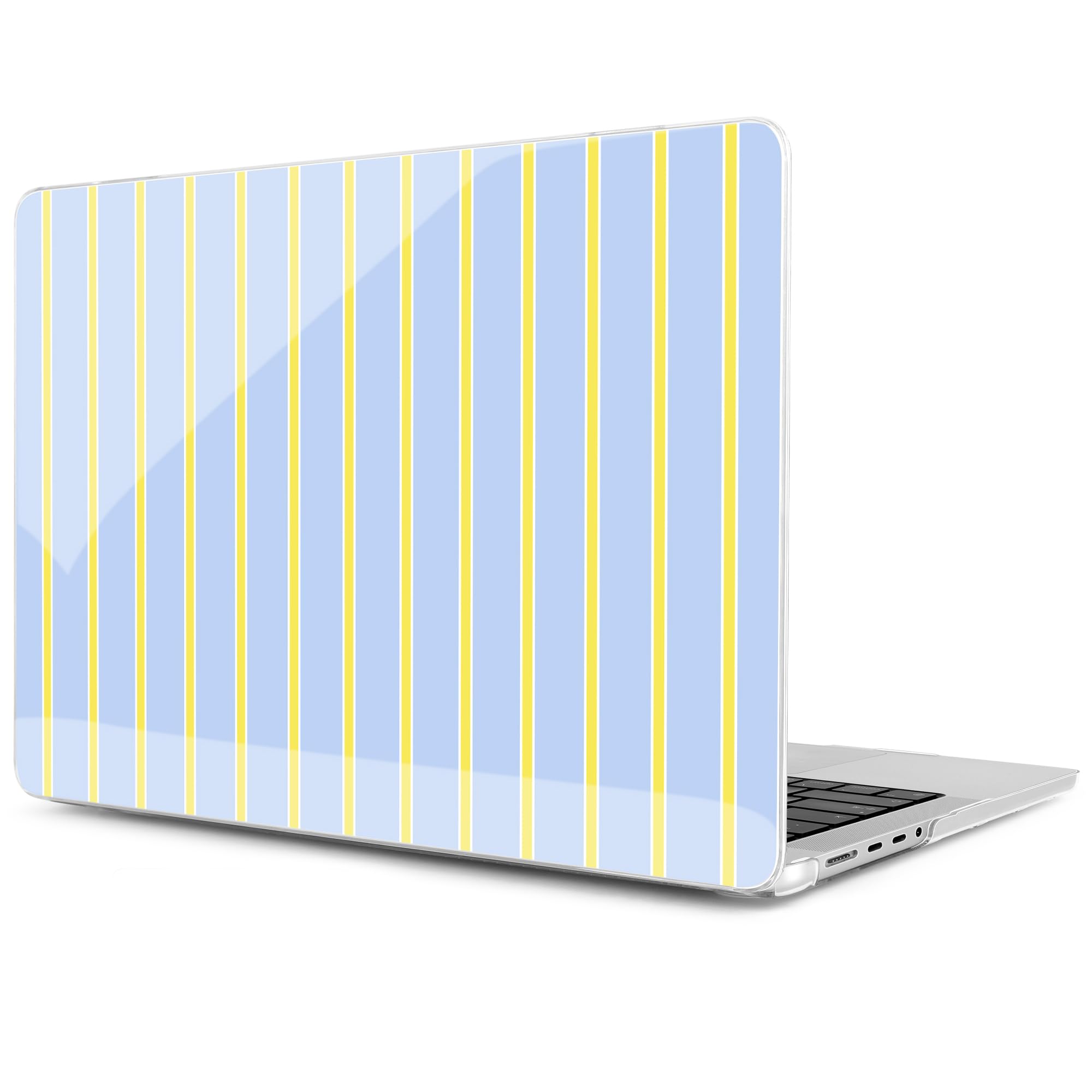 MEEgoodo Case for MacBook Pro 16 inch 2026 2024 2023 2021,Laptop Shell Compatible with M5 M4 M3 M2 M1 Pro/Max Chip,Fit Model A3429/A3428/A3403/A3186/A2991/A2780/A2485,Yellow&amp;White Stripes