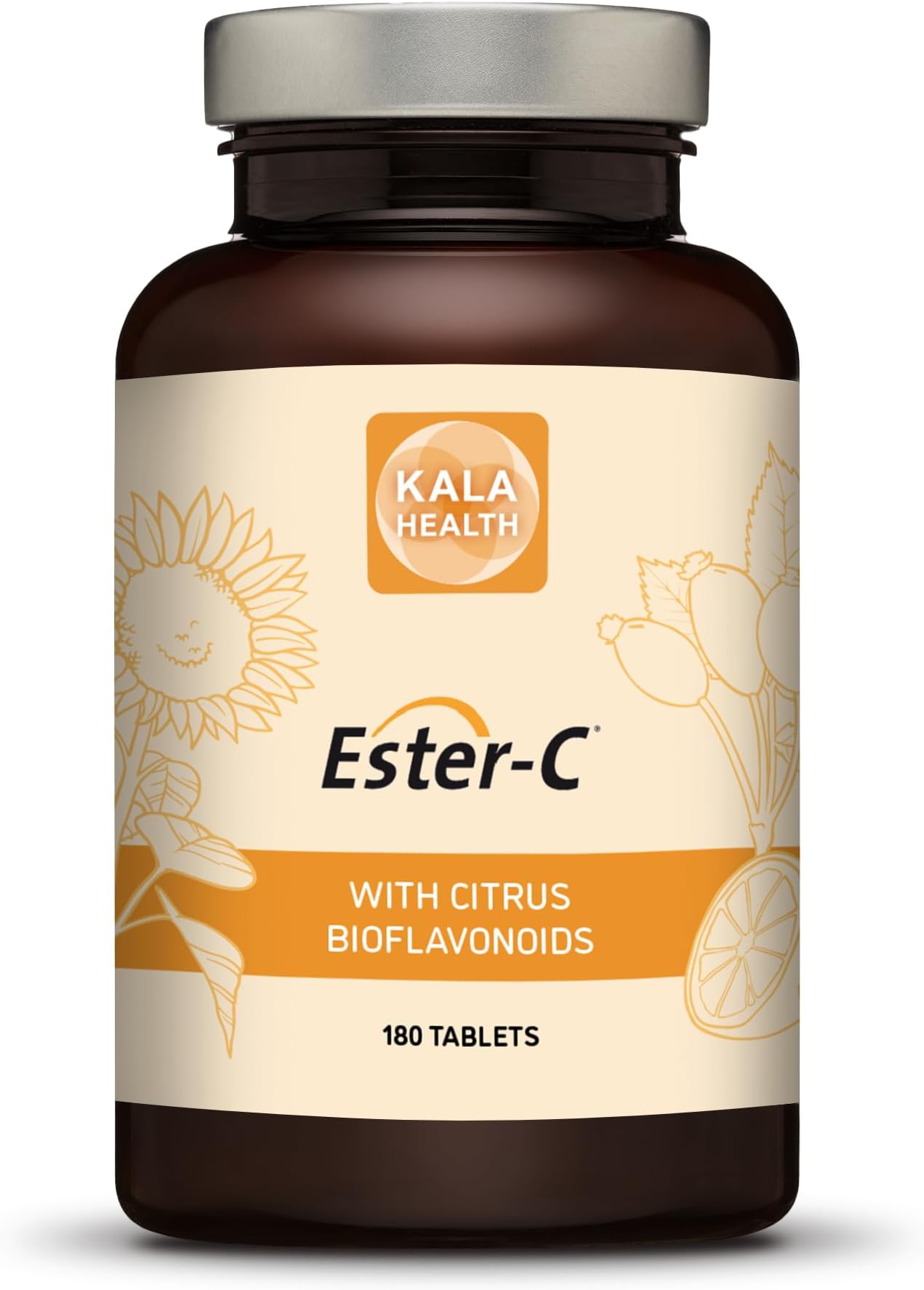 Kala Health - Ester-C Tablets 1000 mg per Tablet high-dose Calcium ascorbate with Vitamin C metabolites and 100 mg Citrus bioflavonoids - contributes to The Immune System (180)