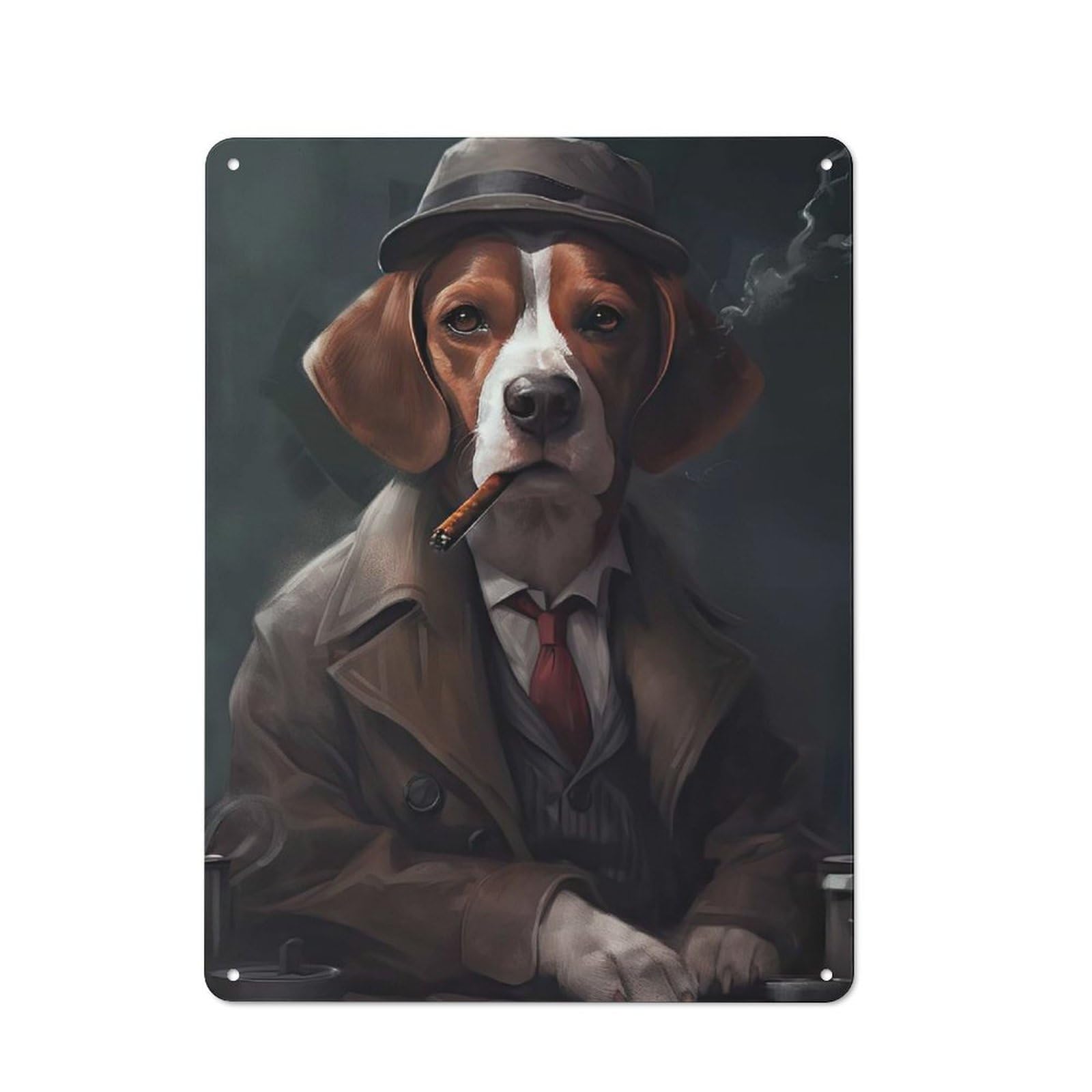 Junmoney Style-3 Tin Sign 40X30cm With Beagle The Gangster For Workshop Wall, Vintage Decor, Gift For Workshop Decor Fans During The Christmas Season