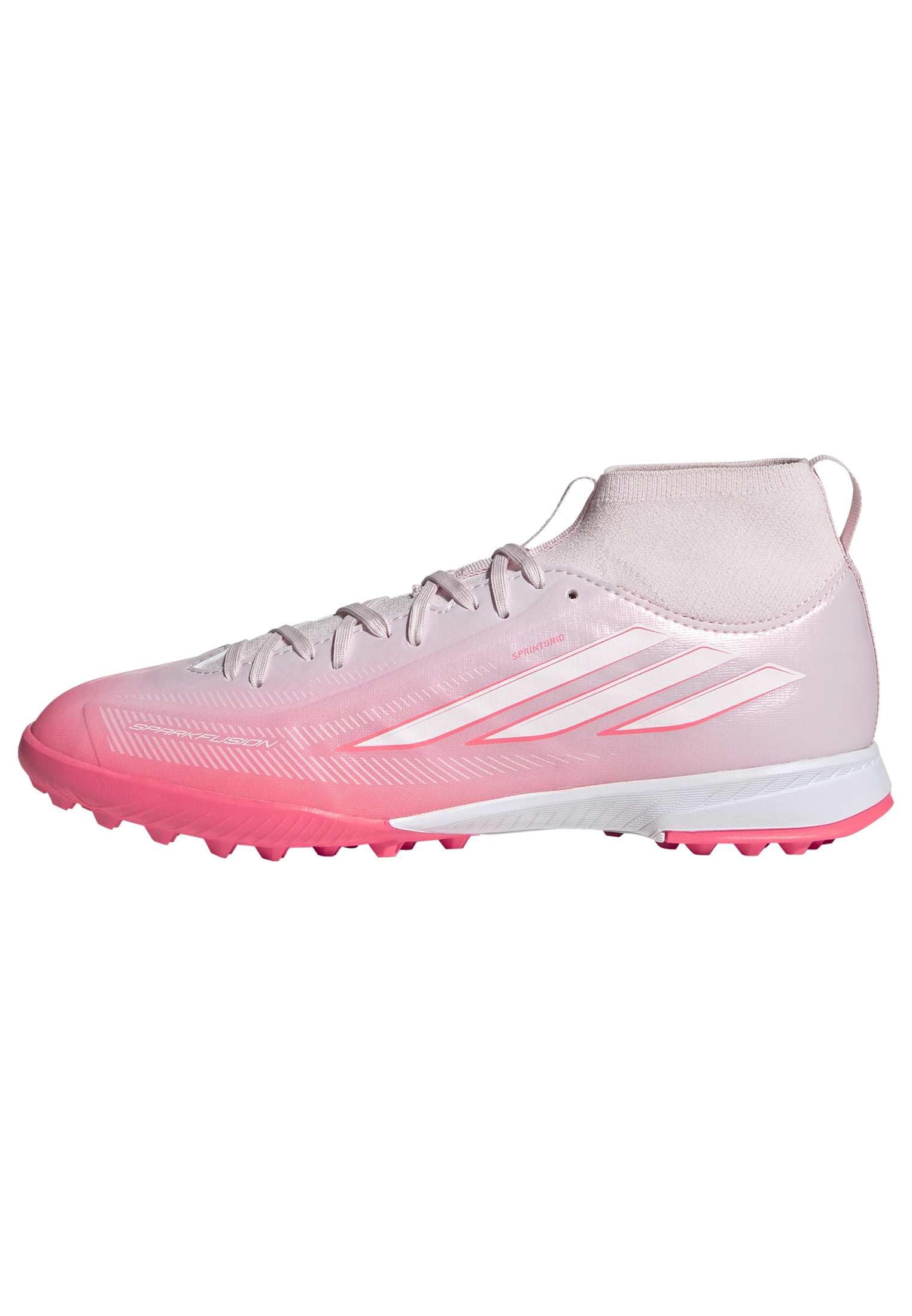 adidas Unisex Kids F50 Sparkfusion League Mid Cut Turf Football Kids Shoes, Solar Turbo/FTWR White/Distilled Pink, 5.5 UK