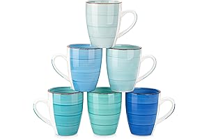 vancasso Bonita 16 Oz Large Teal Coffee Mugs
