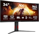 AOC Gaming Moniteur Incurvé, CU34G4 34 Pouce 180Hz Fast VA Dalle, 0.5ms MPRT, HDR10, FreeSync Premium, (34 pouce40x1440 HDMI 2X 2.0 DP 1x 1.4) Noir - 1
