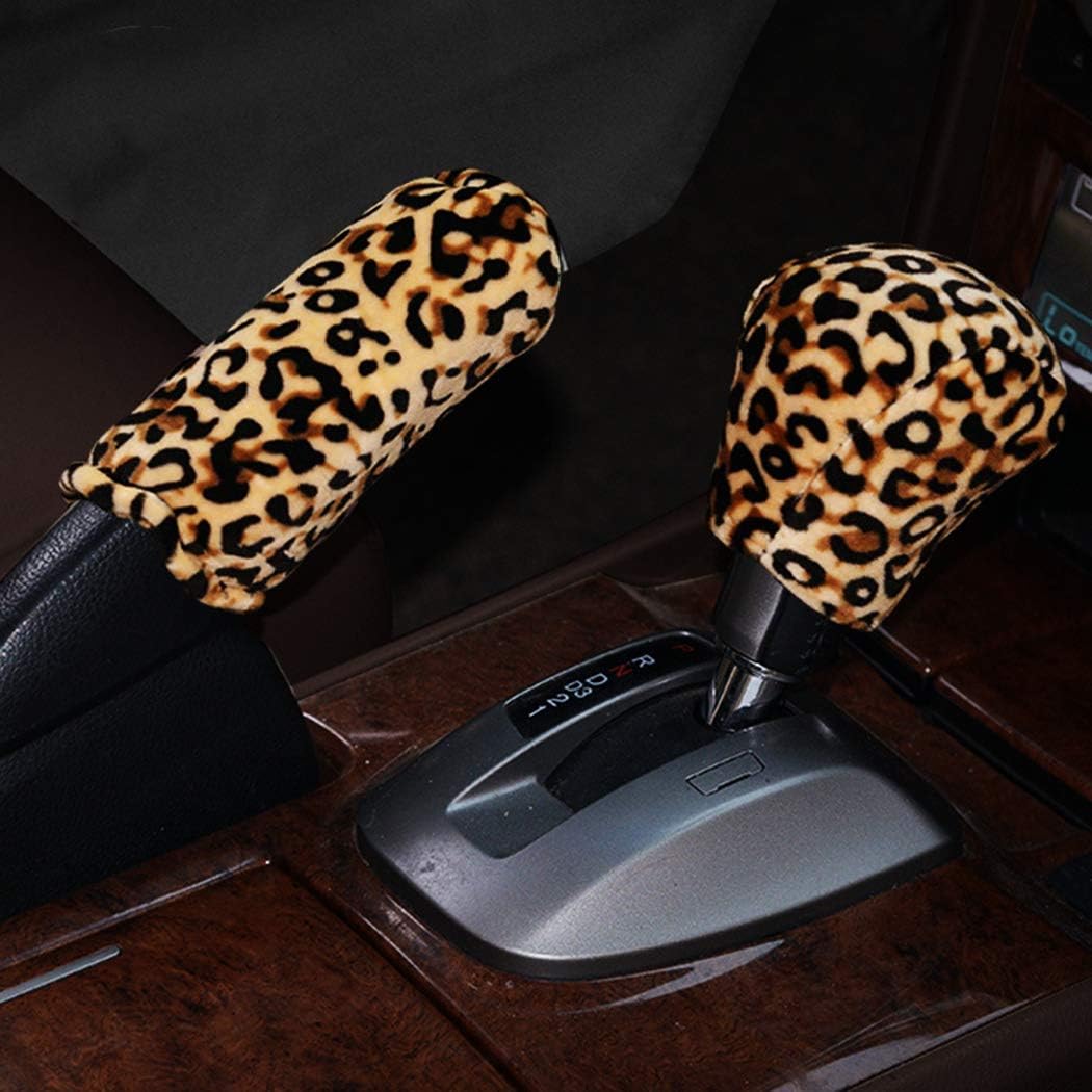 Forala Plush Car Steering Wheel Cover Luxurious Leopard Print Universal Fit for Car SUV Warm Soft Anti-Slip (Beige-N)