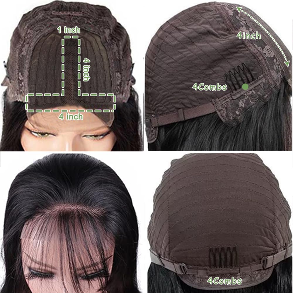 32 Inch Echthaar Perücke Body Wave 4x1 Swiss Spitze Lace Frontal Human Hair Wig Damen Perücken Unprocessed Brazilian Virgin Hair Pre Plucked With Natural Hairline 1B Natural Black