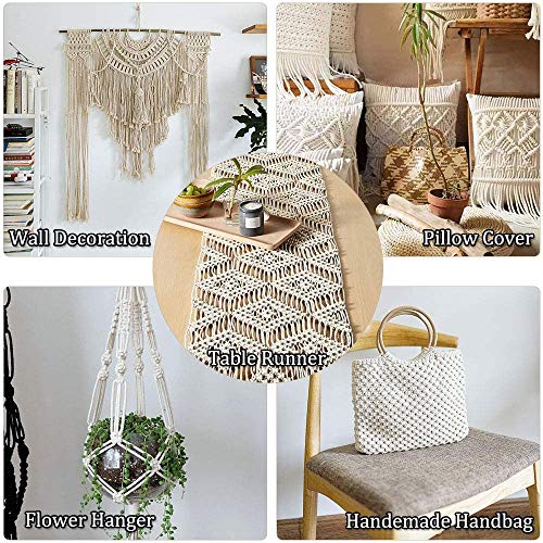 Image of ecofynd 50m 4mm Natural Macrame Cord - Versatile Cotton Dori for Stunning Wall Hanging, Plant Craft, and Handmade Hangers - Ideal White Thread Rope for Creative DIY Projects, Ivory