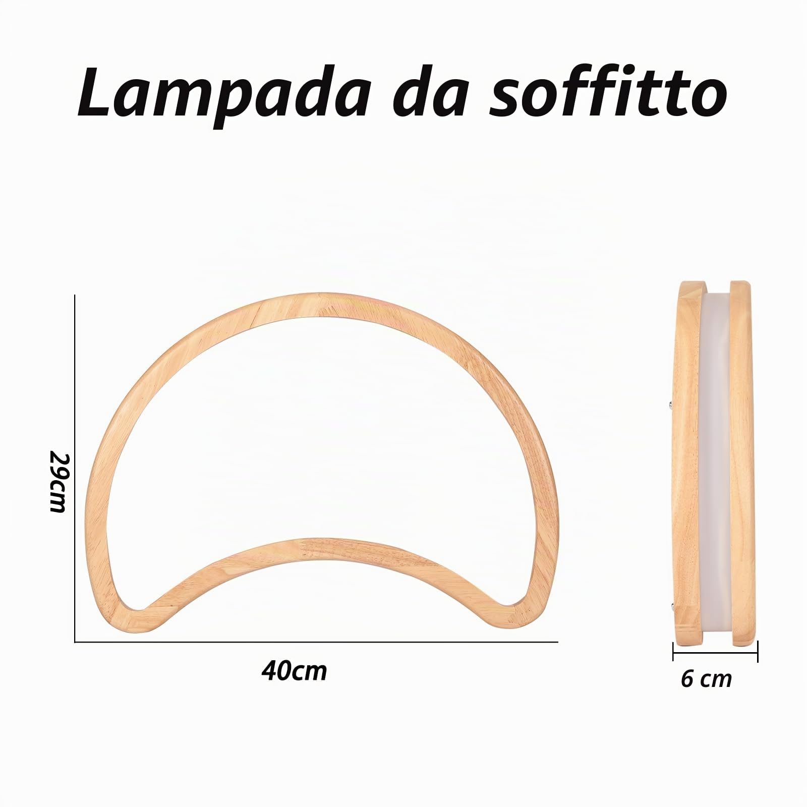 Plafoniera LED Soffitto Legno 20W Plafoniera Luna Lampada da Soffitto Moderni,Bianca Fredda 6500K Plafoniera Bagno per Camera da Letto Bambini Corridoio Soggiorno Balcone, Ø40CM