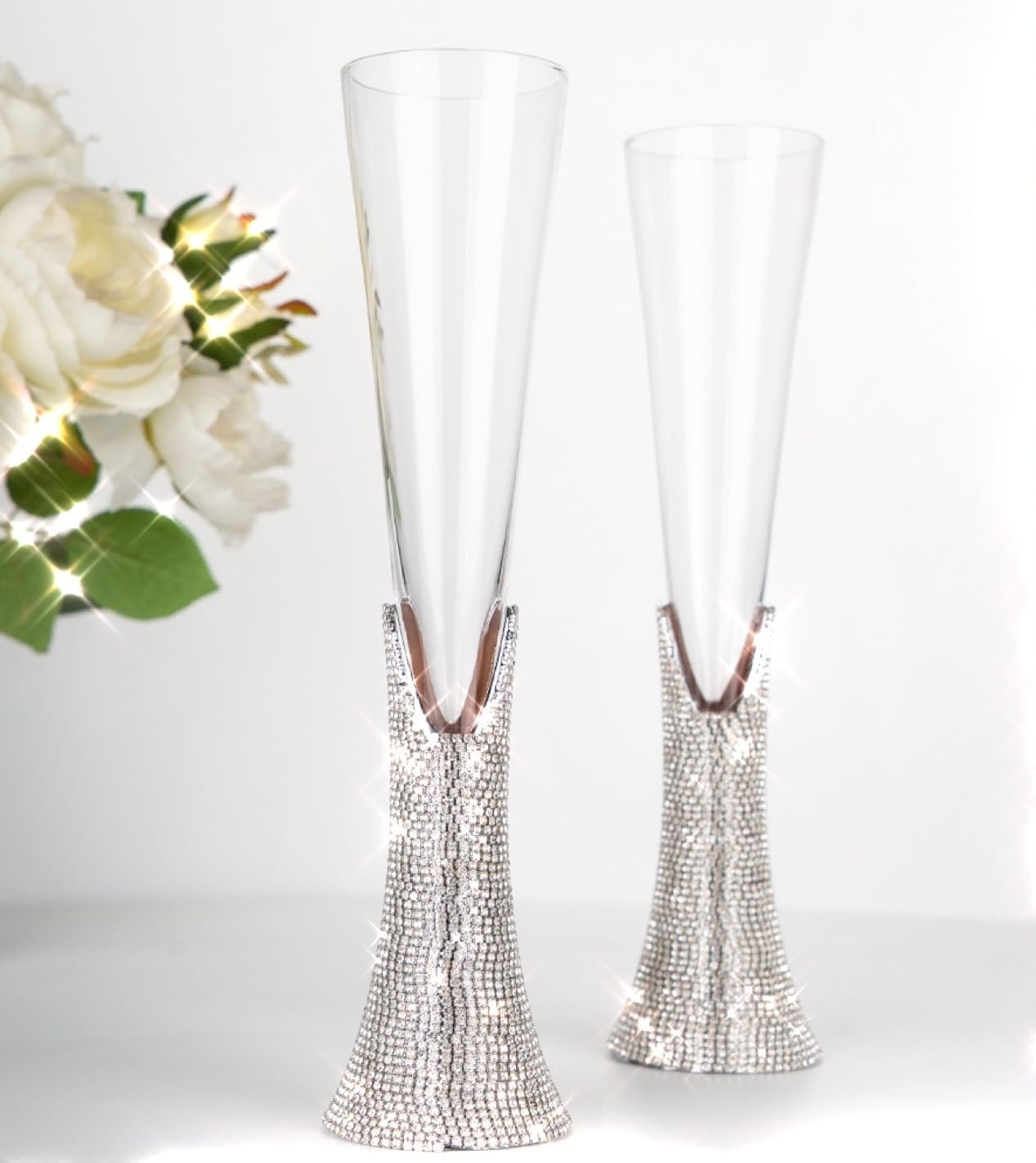 TISHAA Bling Rhinestone Champagne Glasses Set – Elegant Crystal Glass with Artificial Diamonds – 150ml Capacity, Perfect for Weddings, Anniversaries, Christmas (Single Champagne Glass) - Image 4
