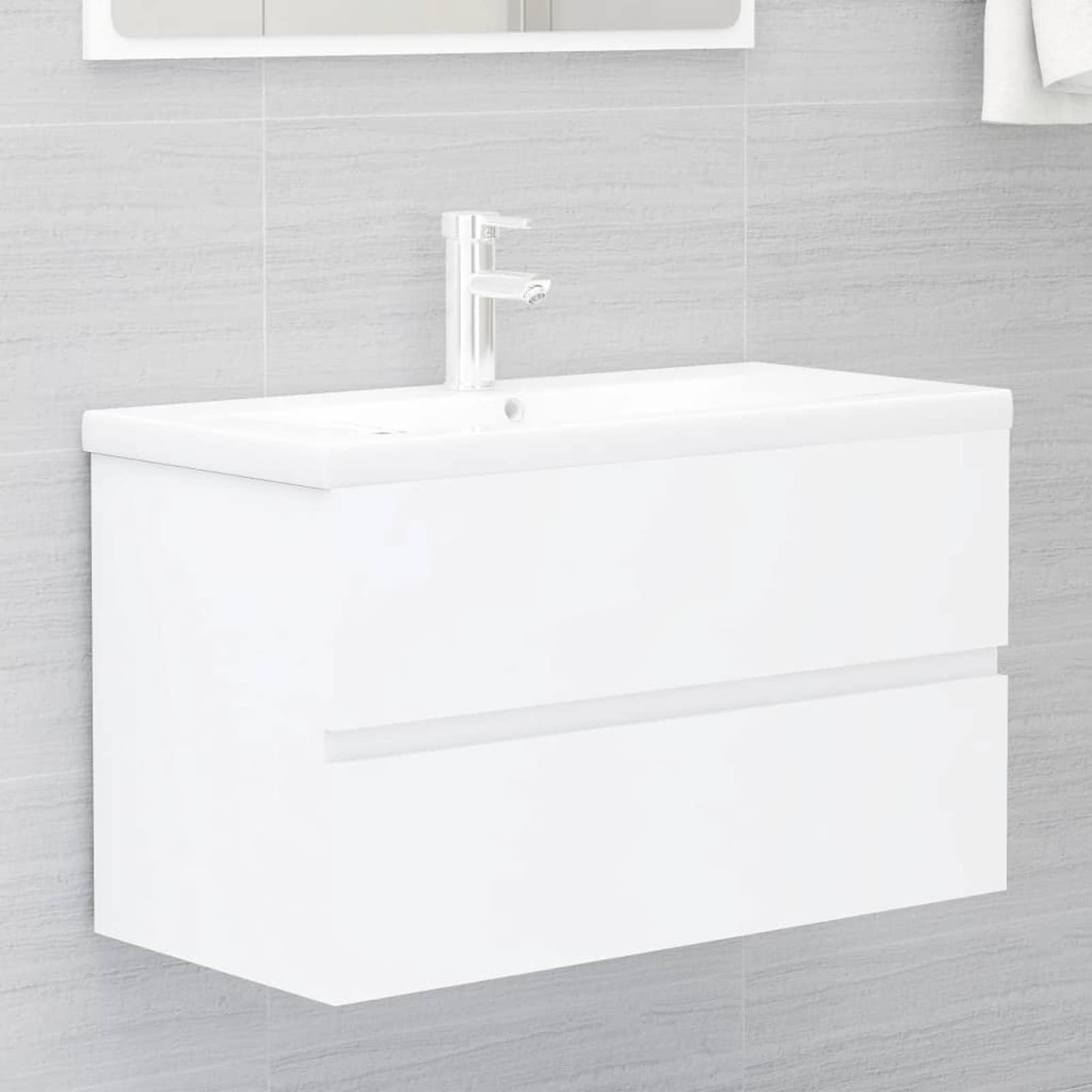 Meuble de Salle de Bain Armoire pour Lavabo - Meuble de Sol en Aggloméré Blanc 80 x 38,5 x 45 cm