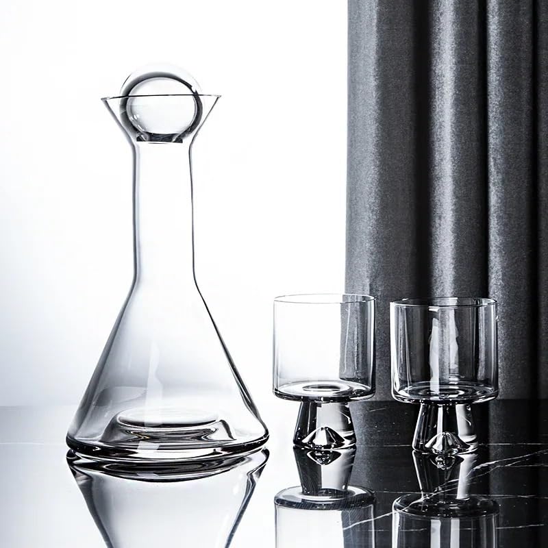 Brocca per l'acqua Set di brocca e bicchiere d'acqua, set di bicchieri da vino in cristallo, accessori da bar, bottiglia di latte for vino con bollitore freddo di lusso Nordic Light Vaso di vetro(Gris