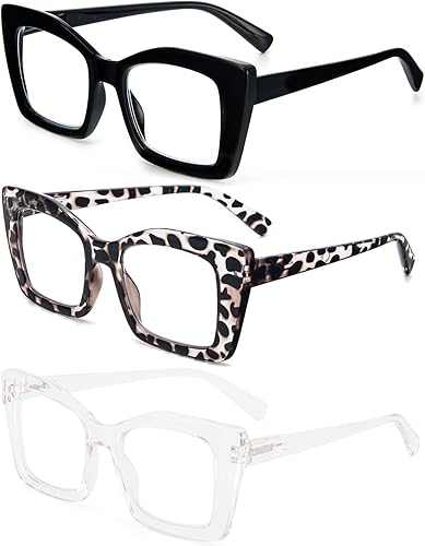 Miniatura 2 de REAVEE Lentes de lectura cuadrados de gran tamaño, estilo Oprah, para mujer, bloqueo de luz azul, marco grande, para lectores de computadora,