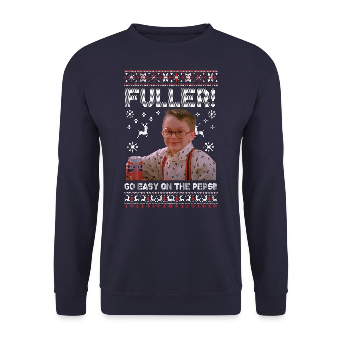 Unibly Men's Navy Blue Fuller Kevin Home Alone Christmas Jumper, Xl