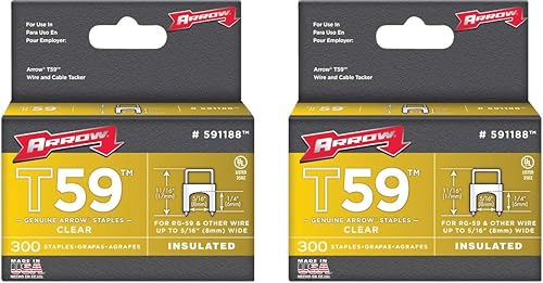 Arrow Fastener 591188BLSS - Grapas auténticas T59 de acero inoxidable transparente de 14 pulgadas por 516 pulgadas, paquete de 300 (paquete de 2)