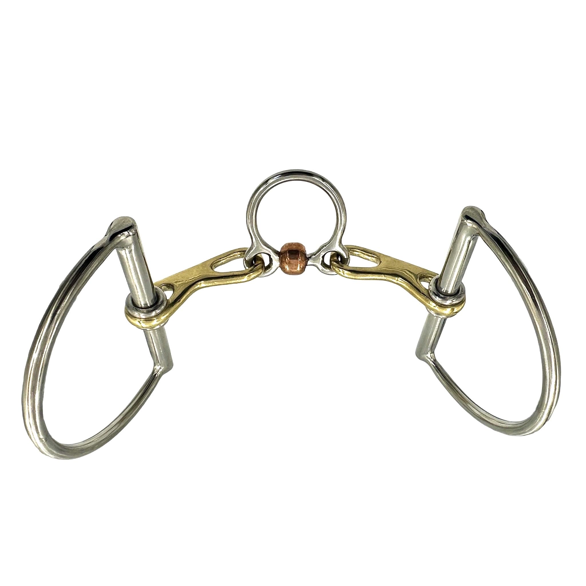 ES0169 JW Gebiss D-Ring D-Trense spezielles Port Trainer Bit mit Kupferrolle aus Edelstahl Gebissstärke 14 mm (13.5 cm)