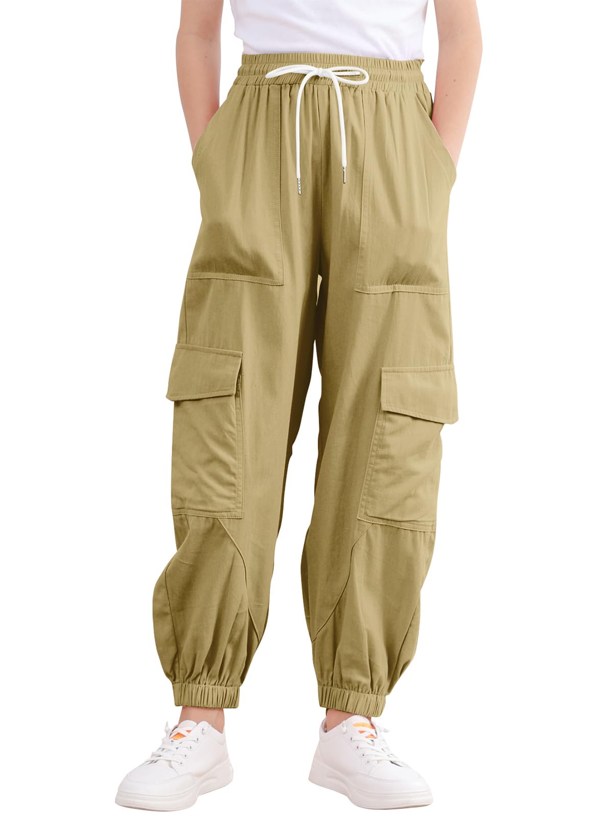 Girls Khaki Uniform Pants Kids Cargo Pants Size 14