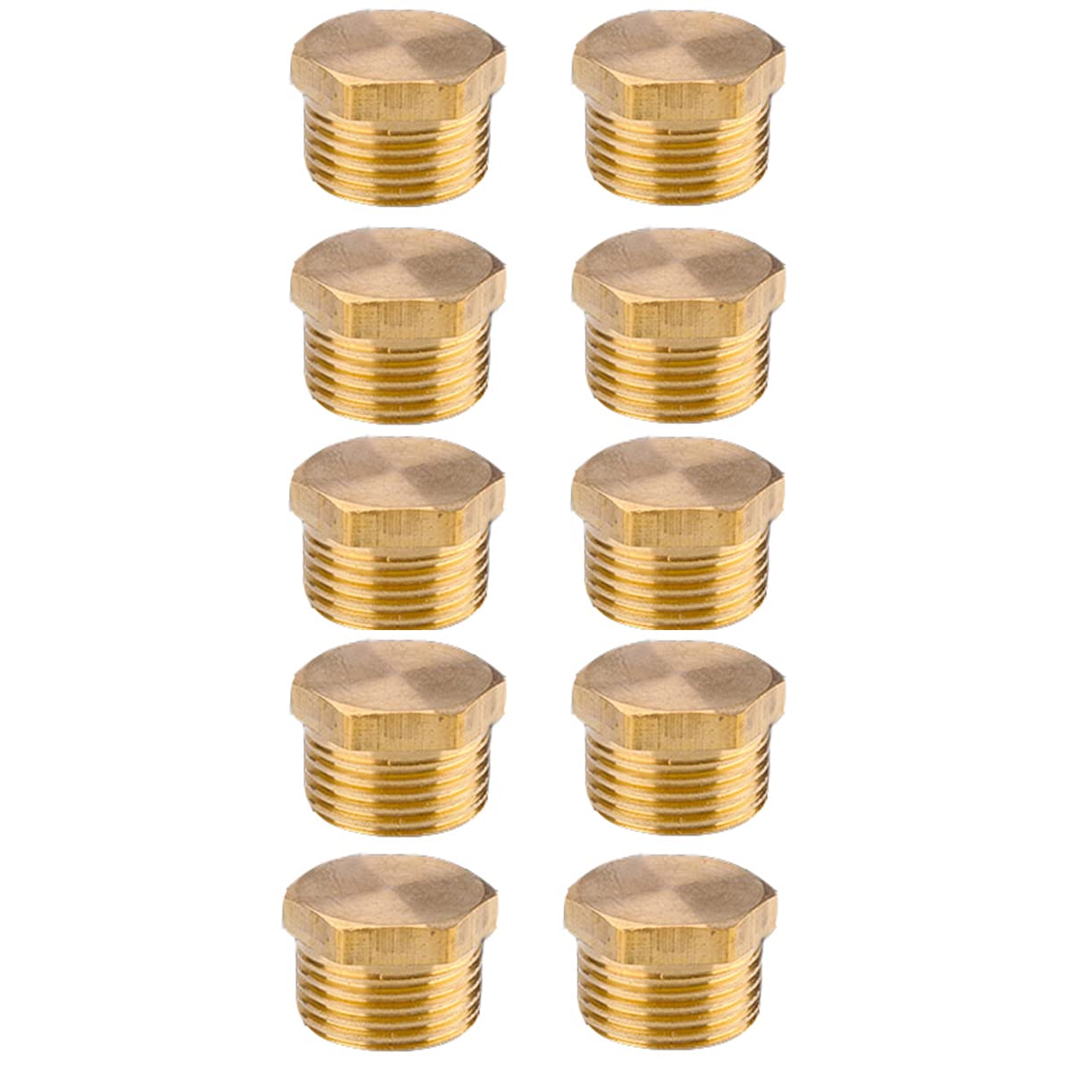 16mm Brass Compression Cap Stop Valve Cap,Brass Compression Fitting,Water Pipe Plug Brass Cap Male Threaded(Pack of 10)