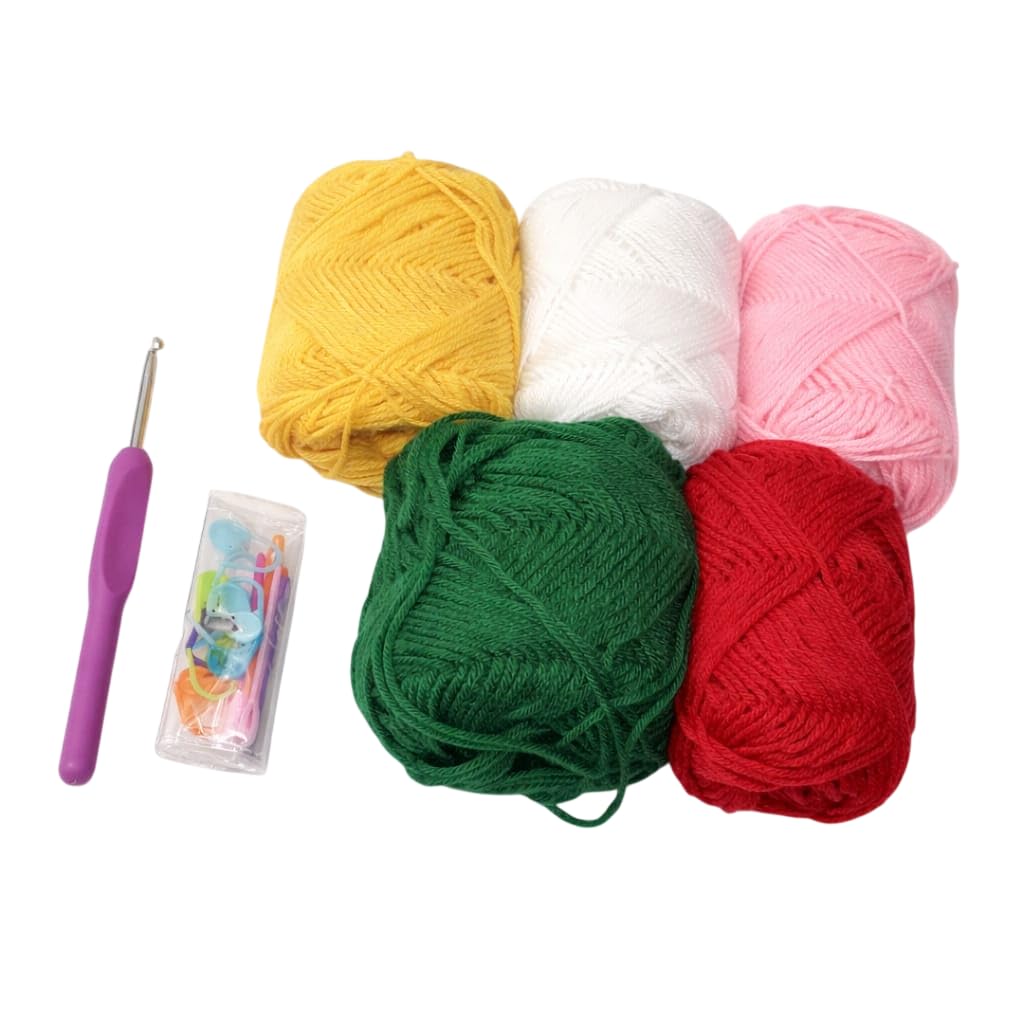 Complete Crochet Starter Kit – 5-Color Yarn Bundle with Ergonomic Hook & Accessories 6 Niddle h 10 Stitch Marker-image-13