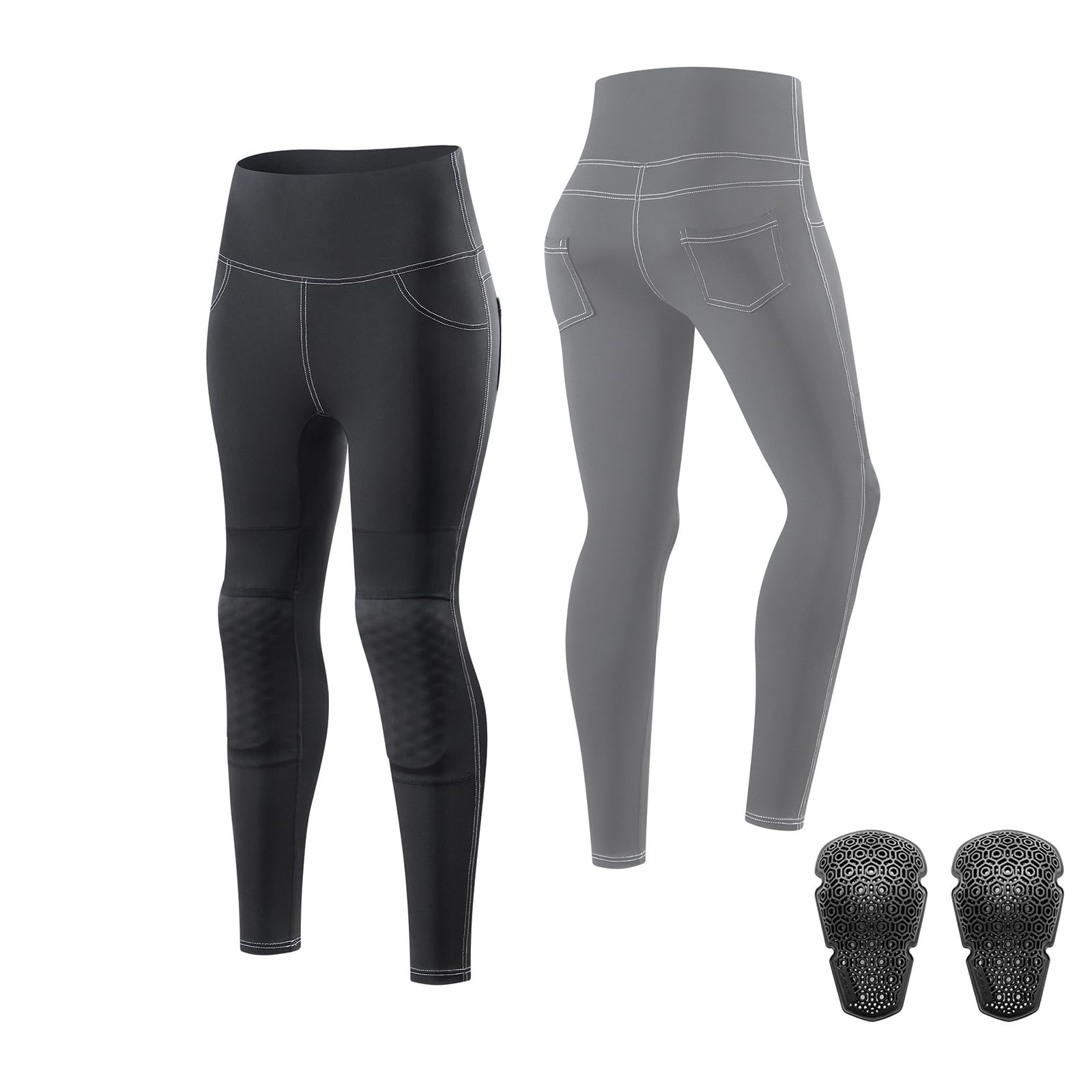 Kobiety Motocykl Joga Leggings Z Wymiennymi Podkładkami Kolannymi Butt Podnoszenie Spodnie Ładunkowe Oddychająca Odzież Sportowa Do Ulicznego Dojazdu Motocyklowego