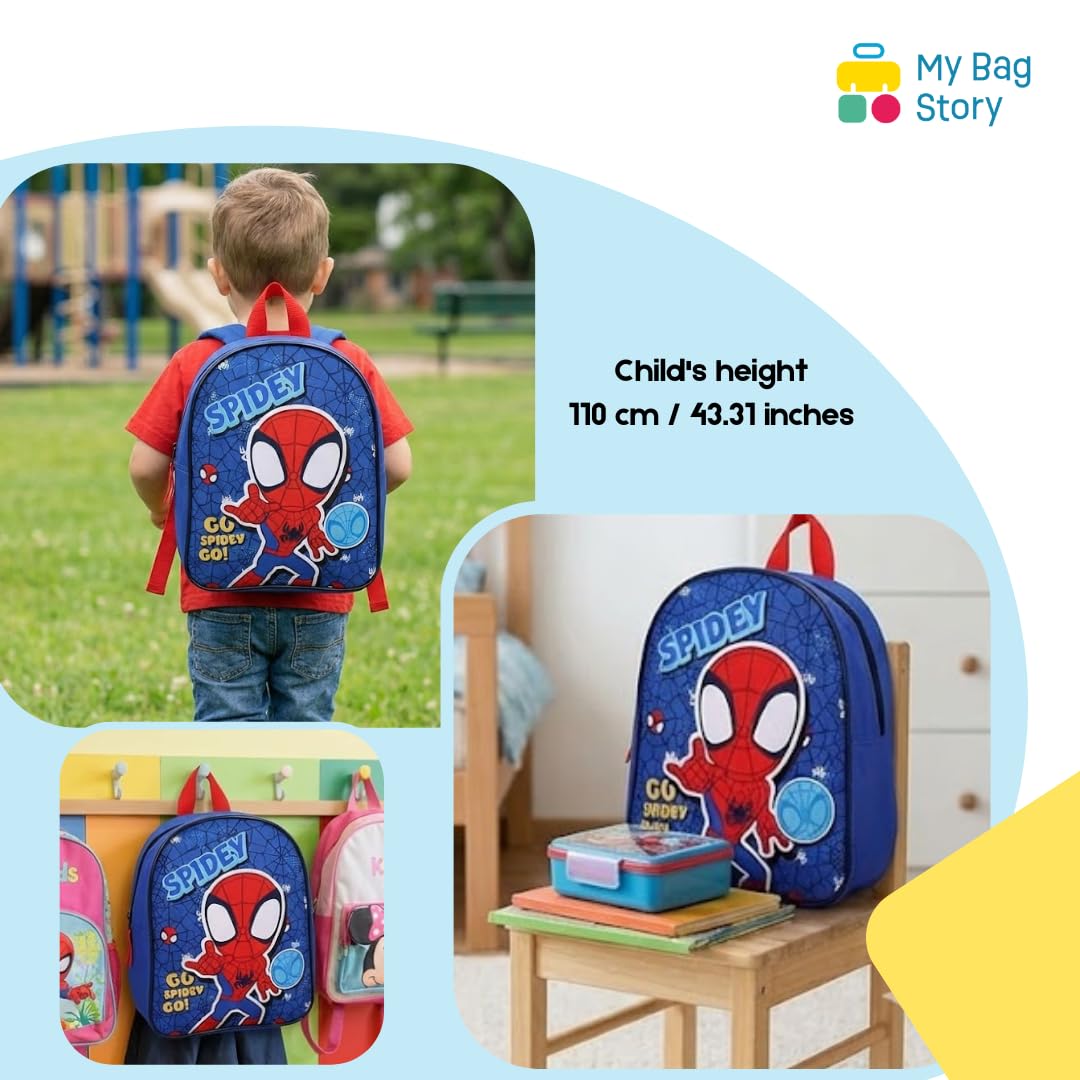mybagstory Plecak Spidey Blue 29 cm – lekki i wytrzymały – wyściełane regulowane paski na ramię – jedna kieszeń główna – idealny do przedszkola, na czas wolny lub na wycieczki dla dzieci