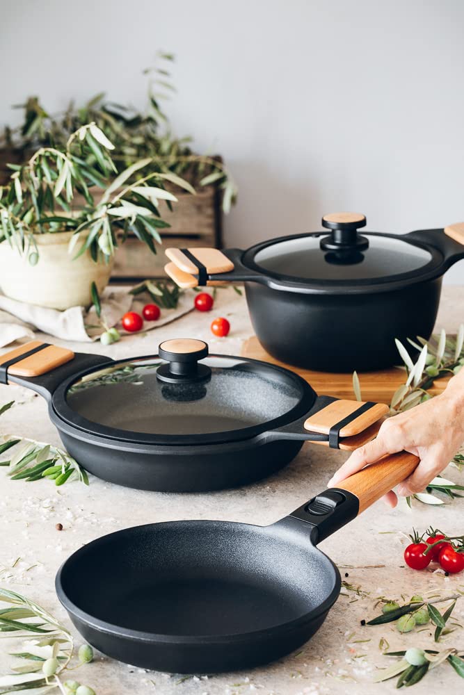 BRA Market | Casseruola alta 28 cm, Alluminio fuso con antiaderente, senza PFOA, Adatta a tutti i tipi di piani cottura, induzione inclusa
