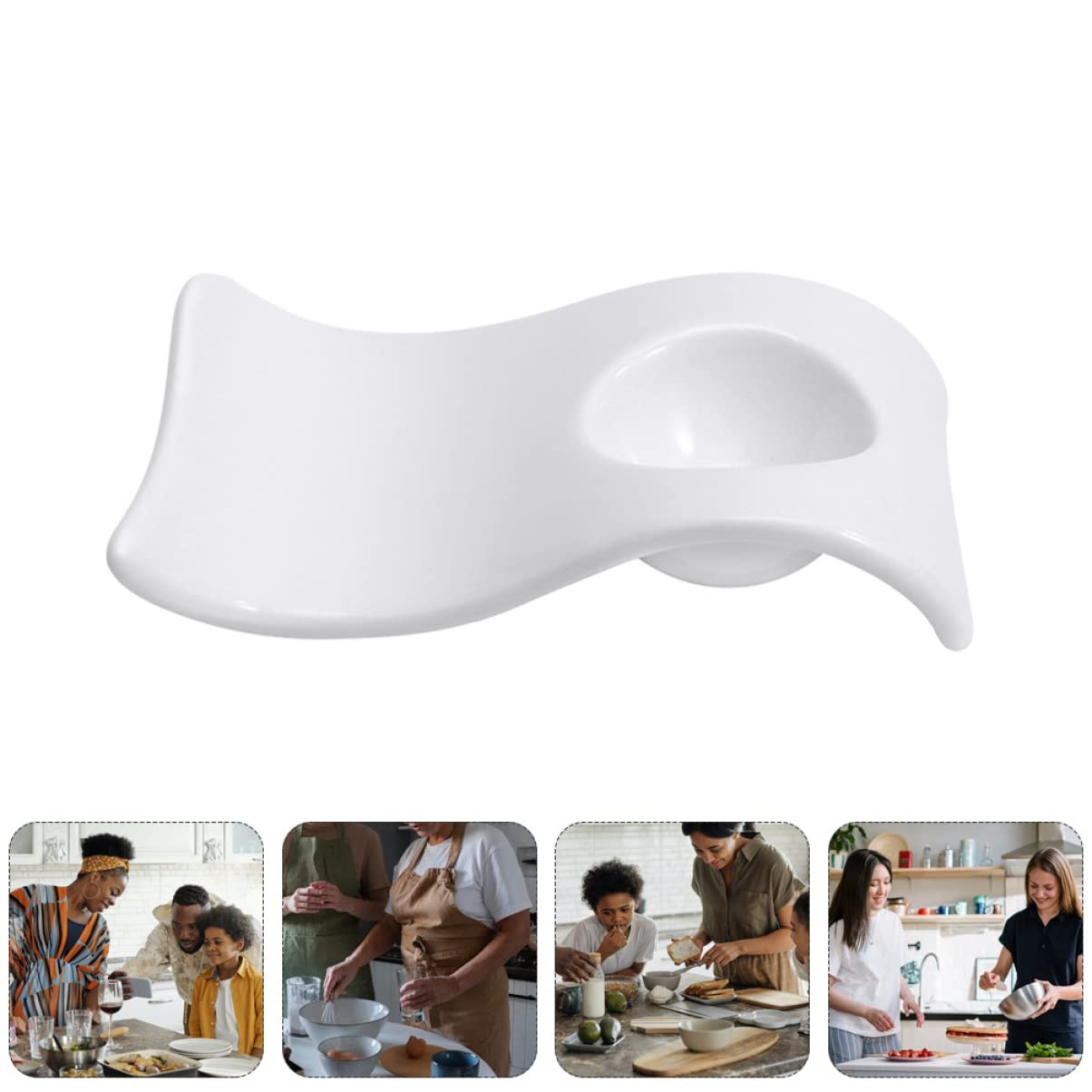KICHOUSE 1 PC Ceramic Egg Cup Egg Tray Holder Boiled Eggs Stands Appetizer Plates Soft Boiled Egg Cup Lightweight Egg Holder Wave- Shaped Egg Cups Egg Stand Holder Egg Server Ceramics White