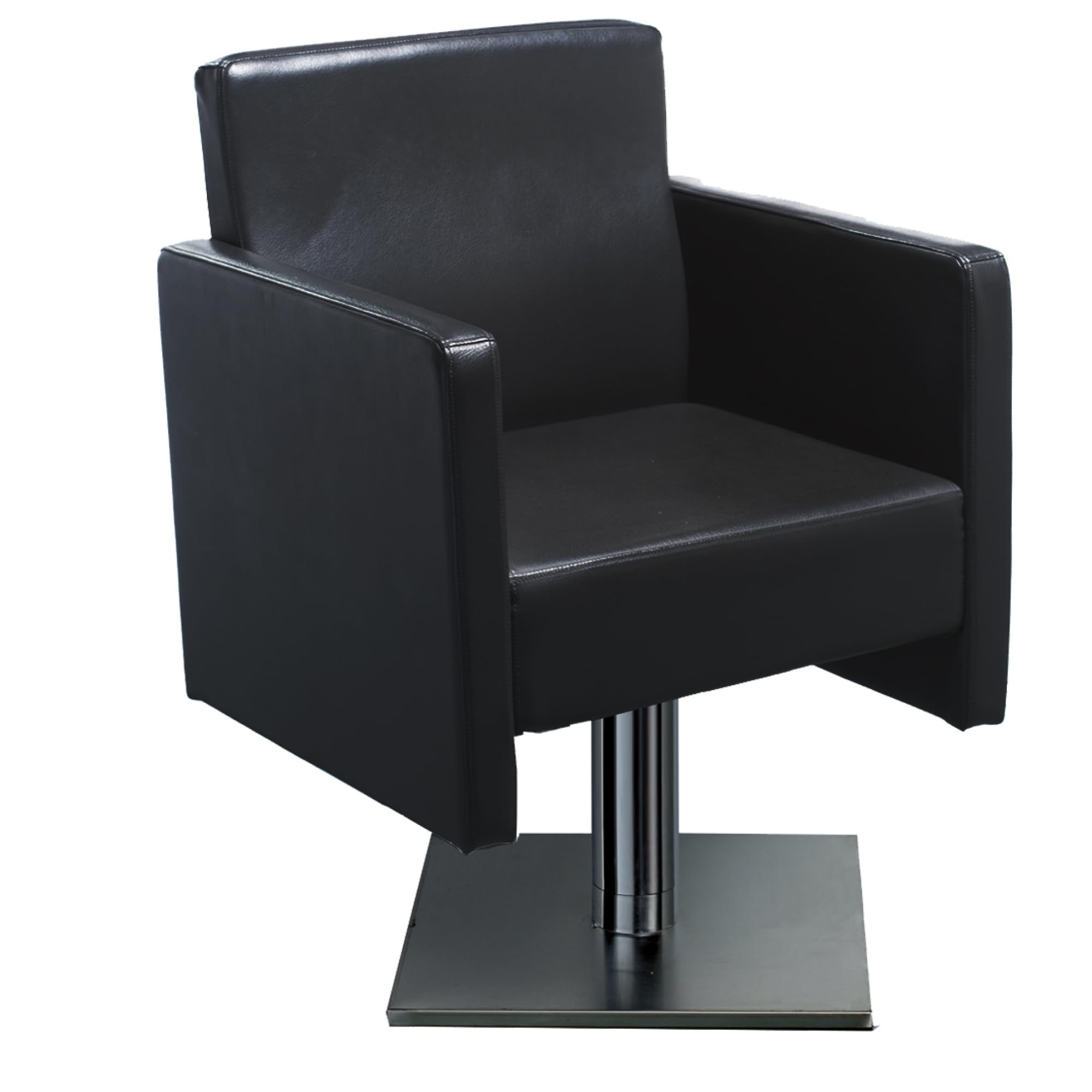 Italian Design - Poltrona da Barbiere Professionale Kubic - Design Ergonomico e Imbottito con Altezza Regolabile da 90 a 105 cm, Rivestimento Resistente all'Acqua e Base Cromata Antiscivolo - Nero