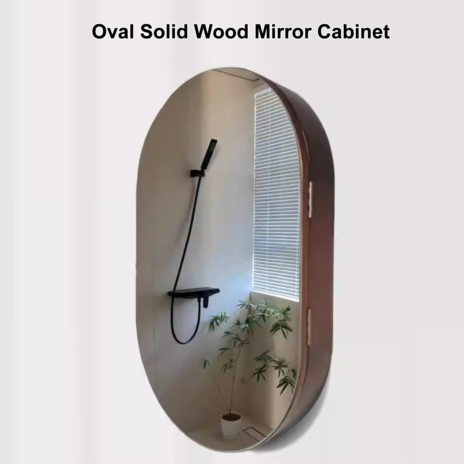 Botiquín con espejo, organizador de almacenamiento de madera arqueado montado en la pared para baño, sala de estar y dormitorio, ideal para inodoros y espacios compactos