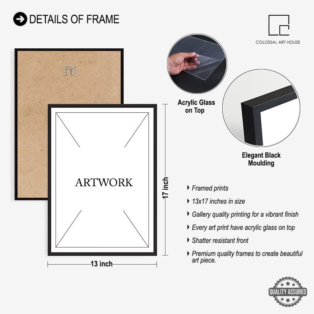 COLOSSAL ART HOUSE Multicolor Texture 4 Framed Poster for Living Room and office wall decoration - Portrait, Wall Display (Black, 13x17 Inch Frame with Poster) 1