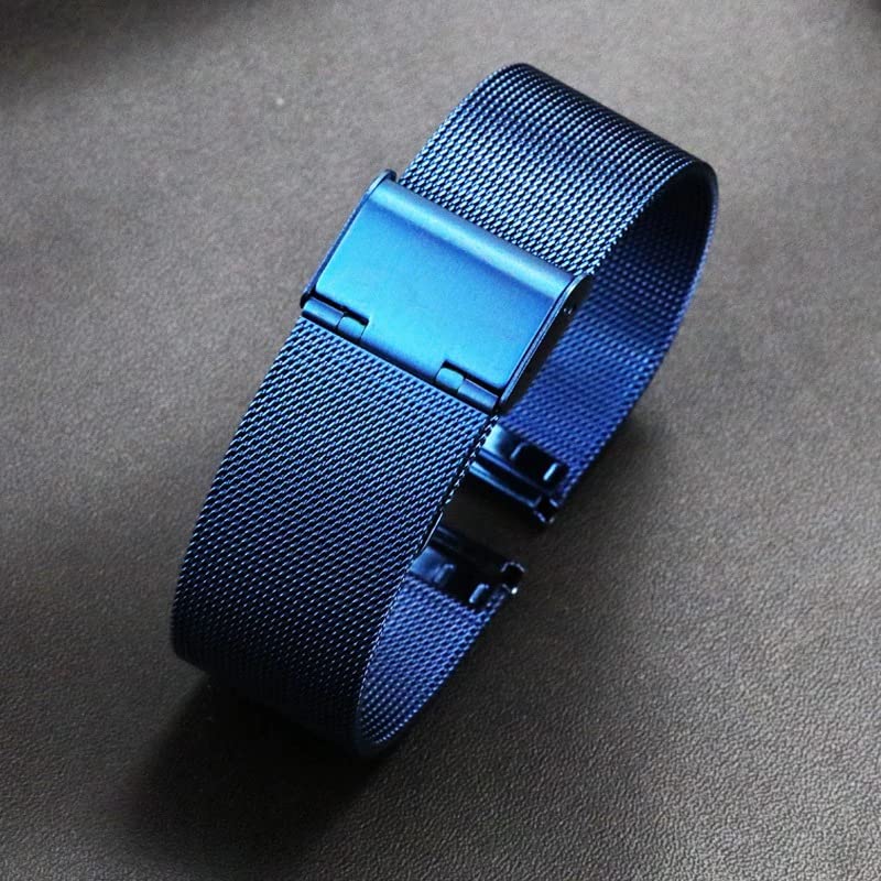 Image of 12mm 14mm 16mm 18mm 20mm 22mm 24mm Mesh Bracelet Stainless Steel Black Blue Golden Rose Pink Silver Brown Watch Band Interchangeble