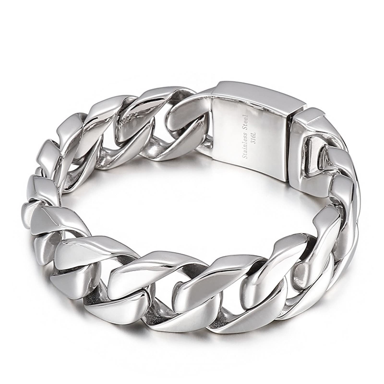 Herren Herren Personalisiert Armband in Edelstahl, Cuban Glieder Link Panzerkette Wickelarmband Unisex Kette personalisiert Klassische, Geschenk für Ihn