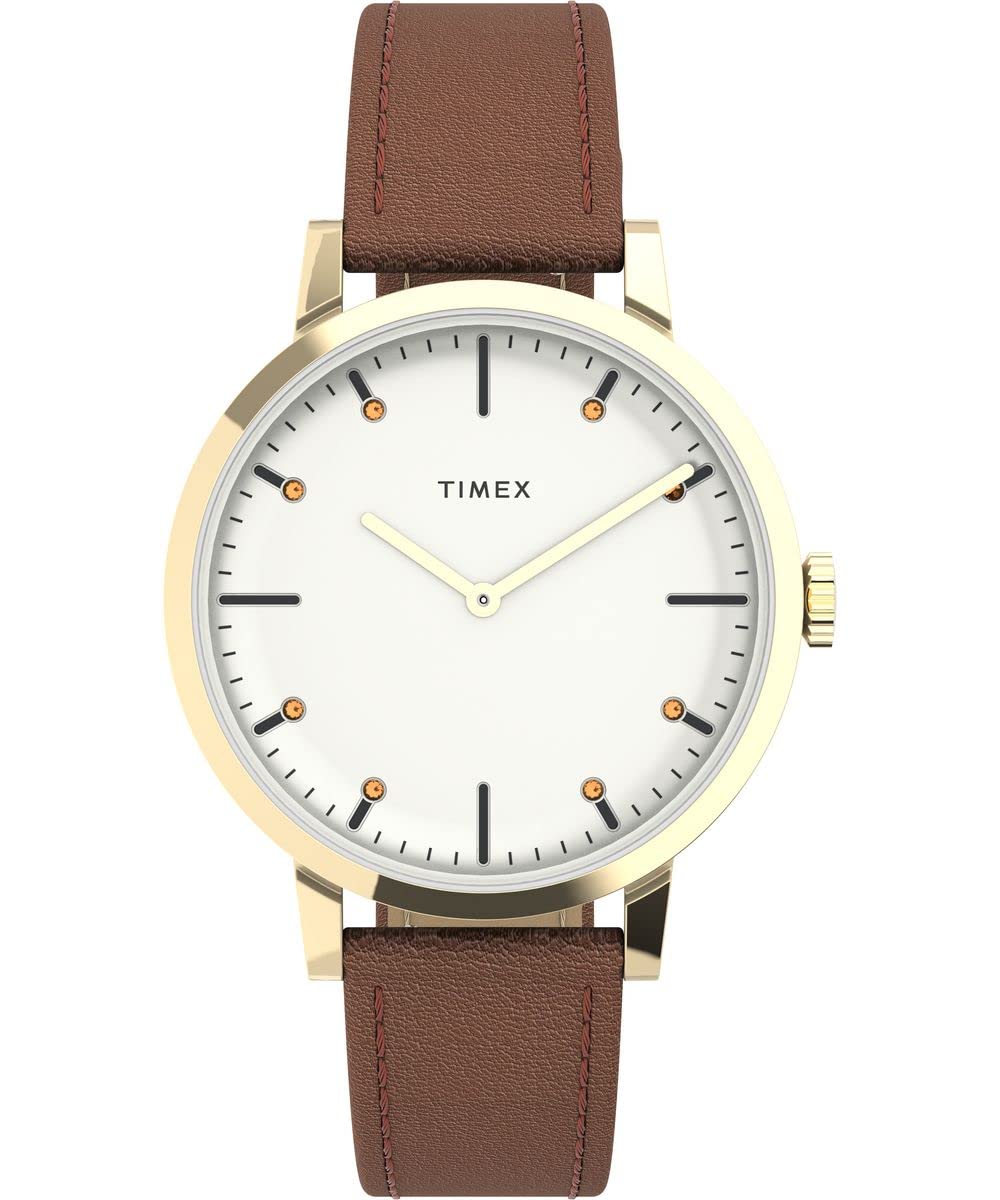 Timex Women's Midtown 36mm Watch - Brown Strap Cream Dial Gold-Tone Case