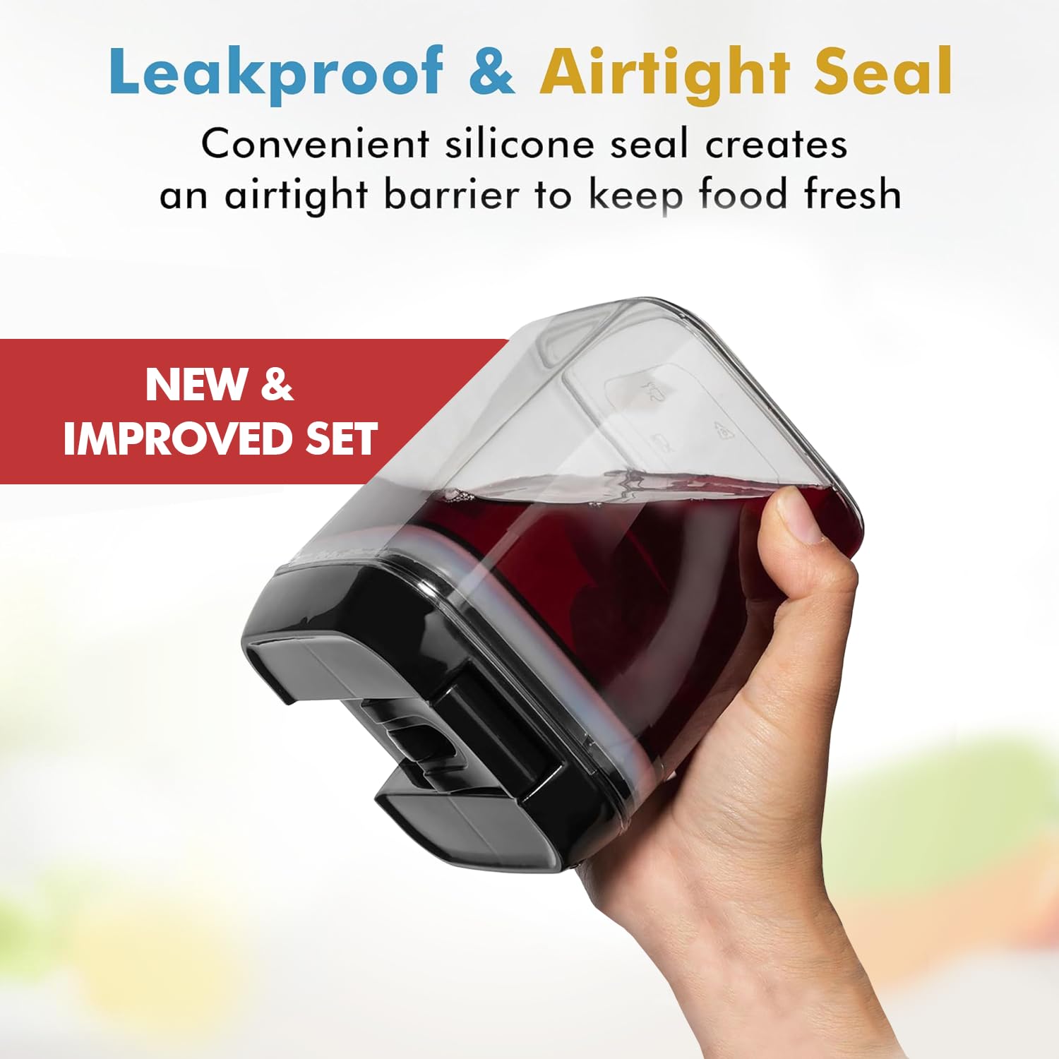 Shazo Juego de 6 mini recipientes herméticos + 6 cucharas, recipientes de plástico transparente duraderos para almacenamiento de alimentos con tapas, recipientes de despensa para armario de cocina